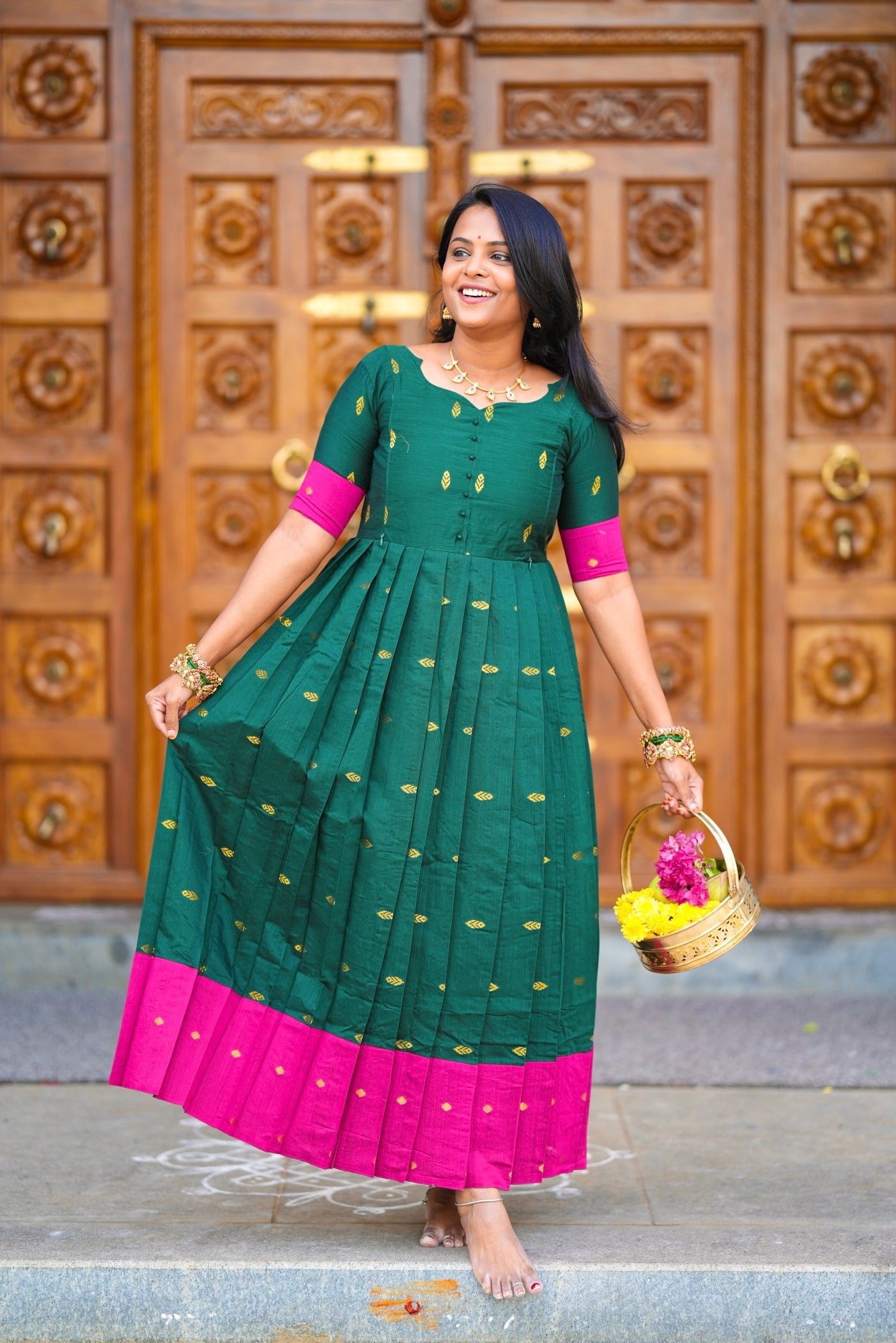 Madurai Meenakshi  maxi Dress With Lining( ready to dispatch)