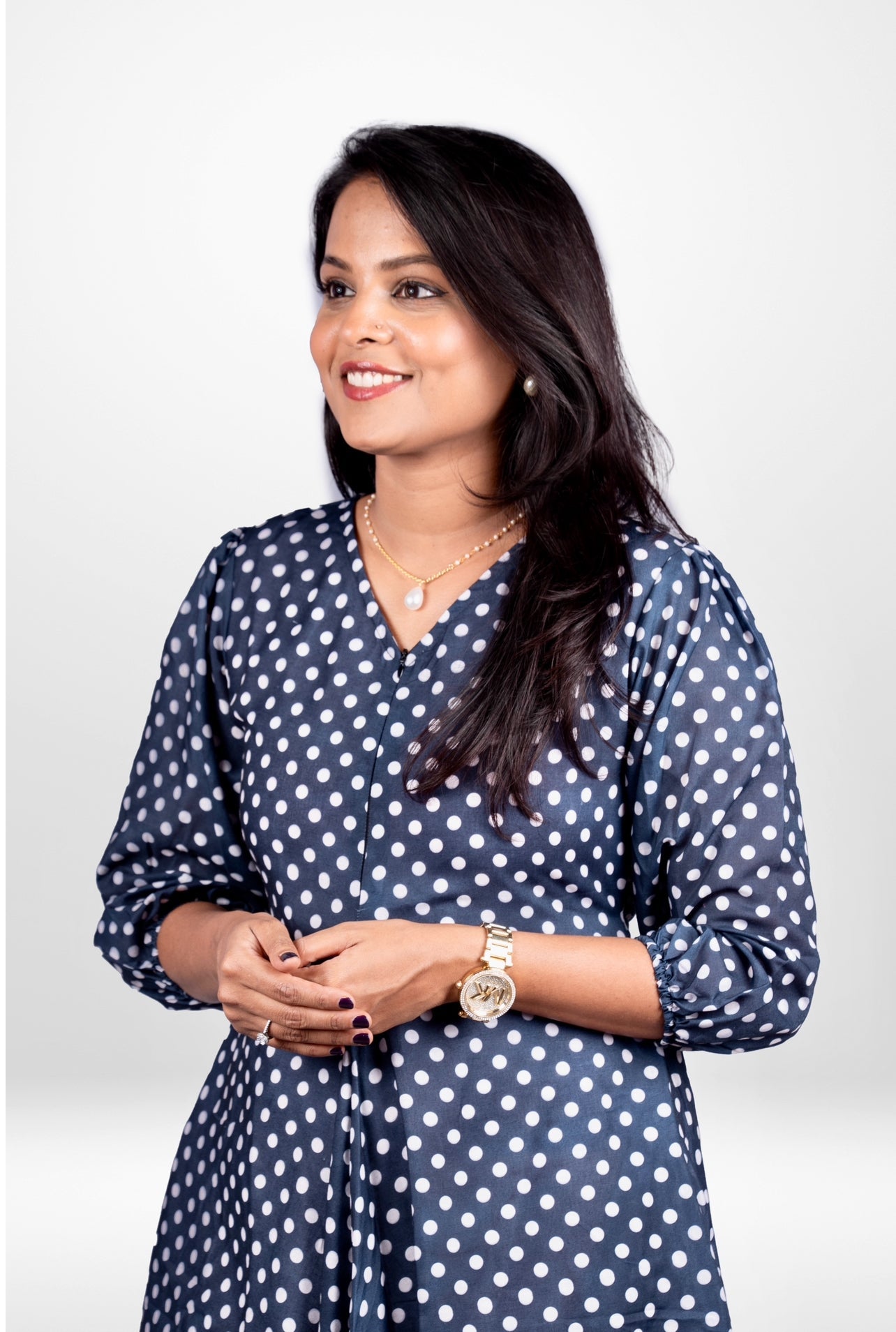 Polka dot  Dress With Lining ( No-Iron Everyday Dress)