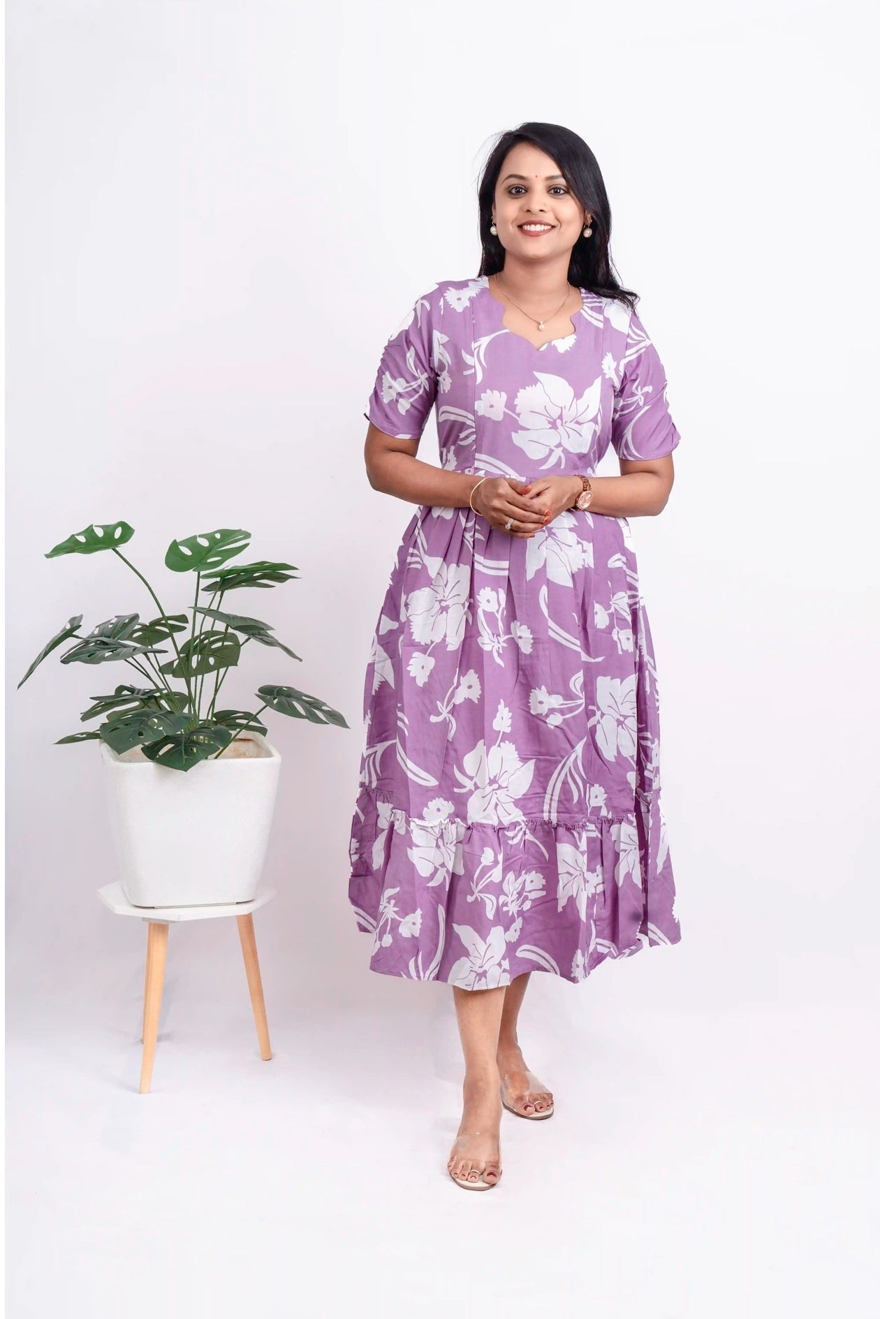 Lilac Day To Night Dress Without Lining ( No-Iron Everyday Dress)