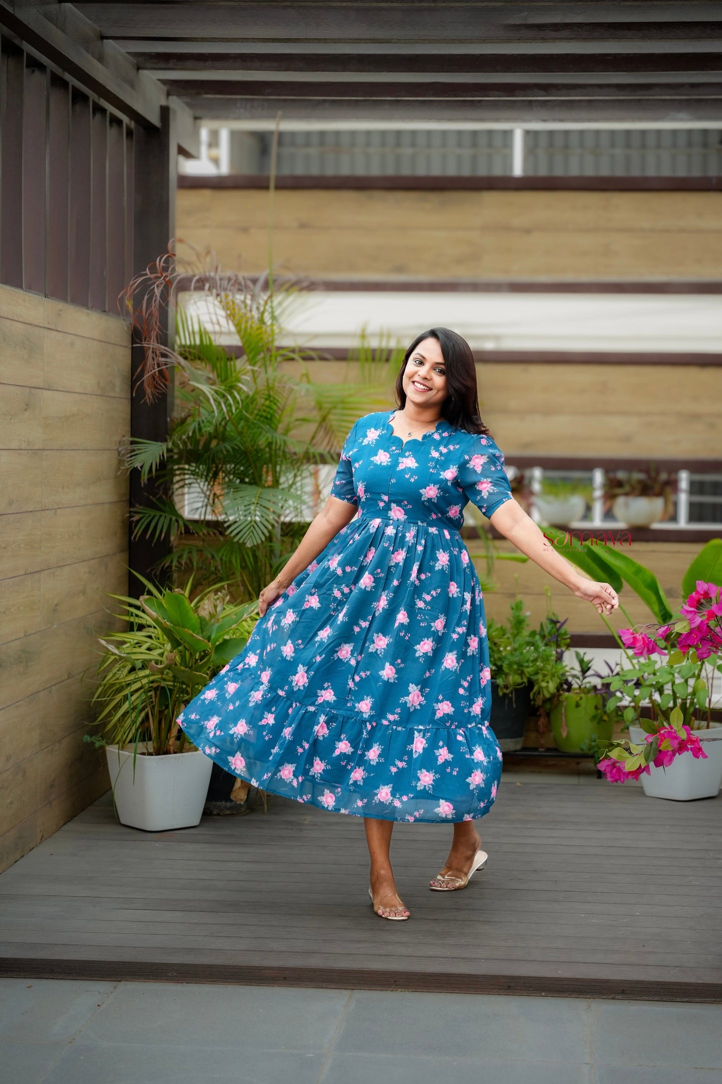 Ruhi georgette casual  Dress With Lining ( No-Iron Everyday Dress)