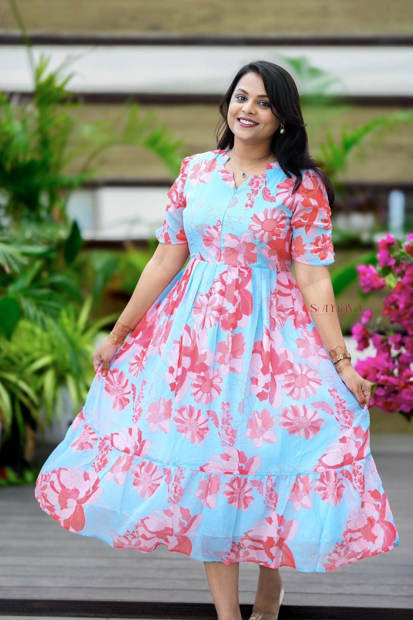 Marina georgette casual Dress With Lining ( No-Iron Everyday Dress)