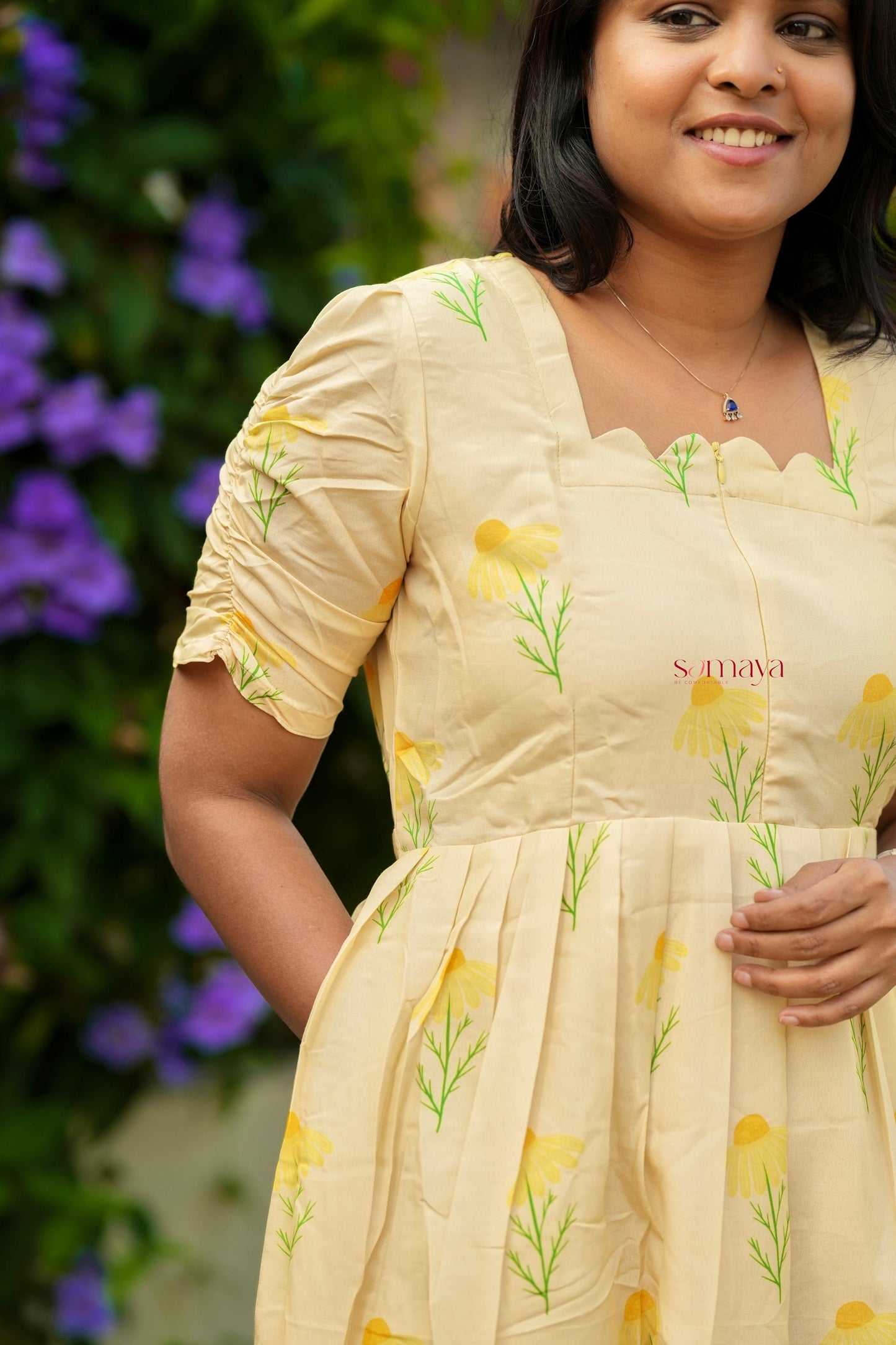 Nila cotton blend  Dress With Lining( no iron dress)