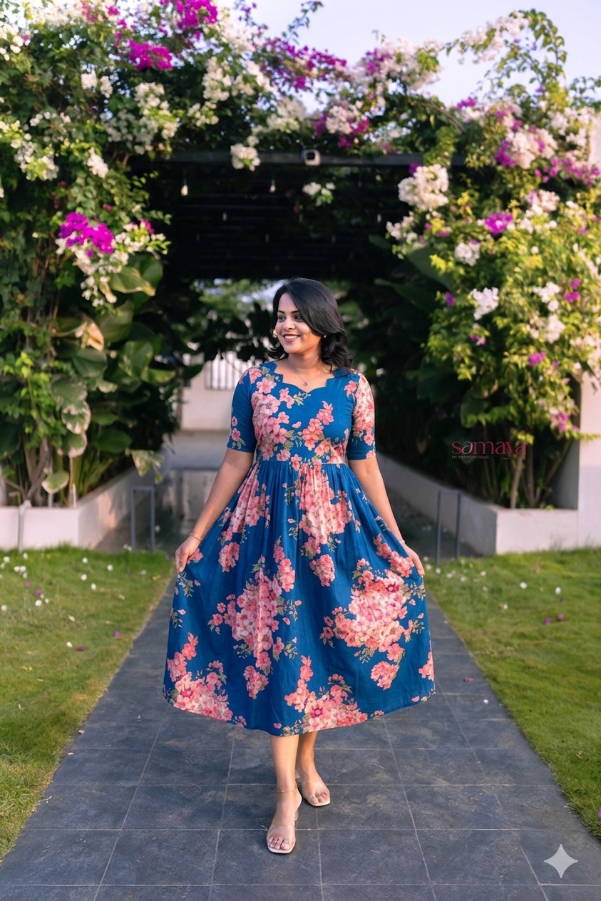 Bougainvillea - blue Casual Dress With Lining