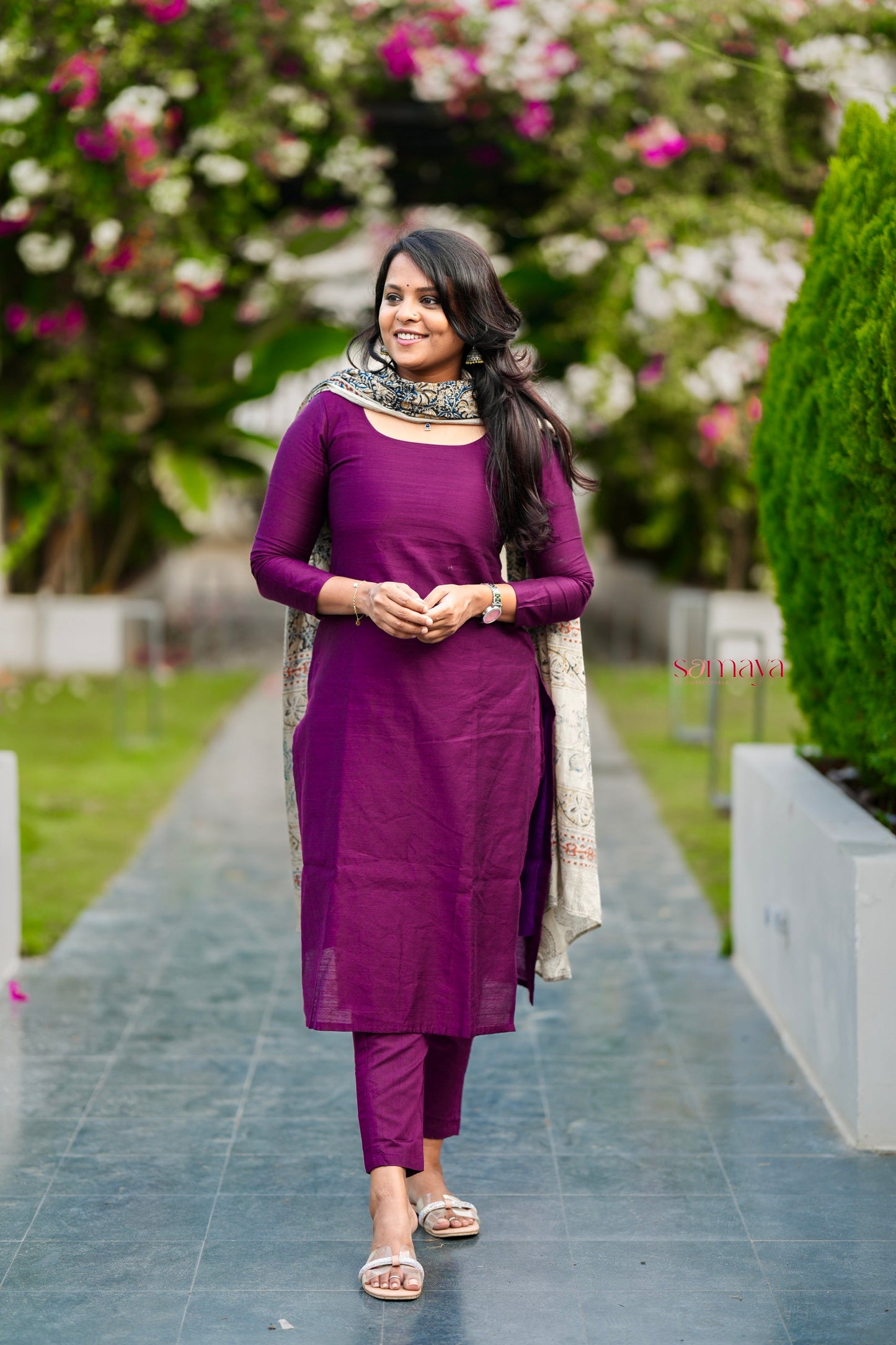 Kayal Raw silk top bottom set with  kalamkari  dupptta set of 3 (ready to dispatch)