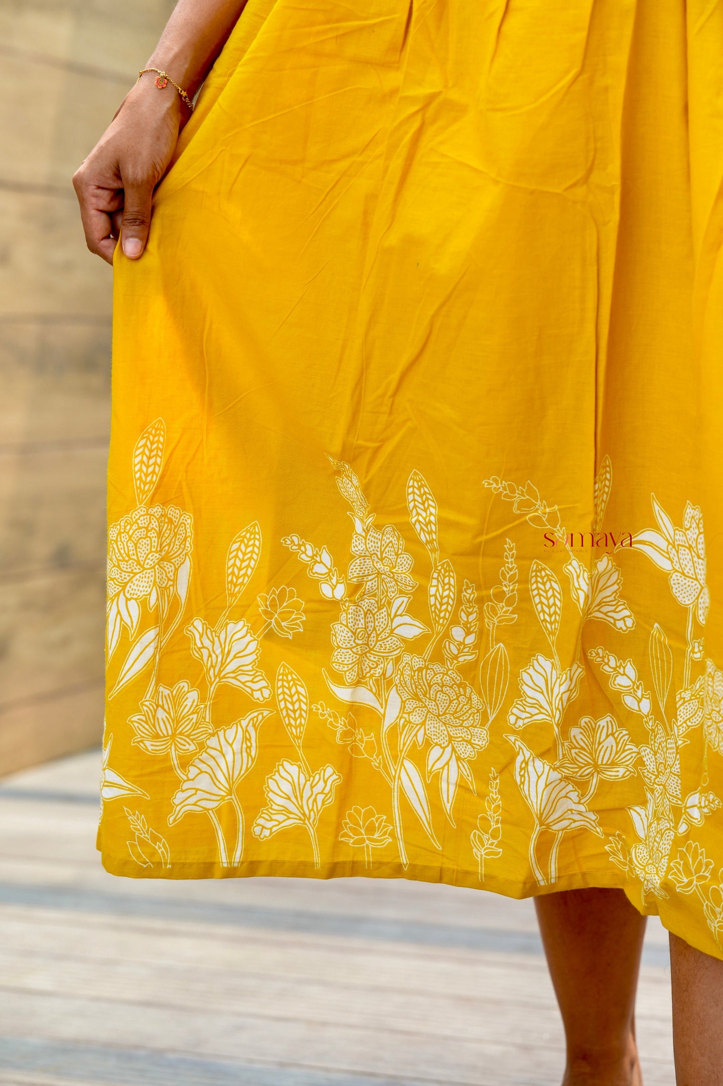 Yellow Casual Dress With Lining
