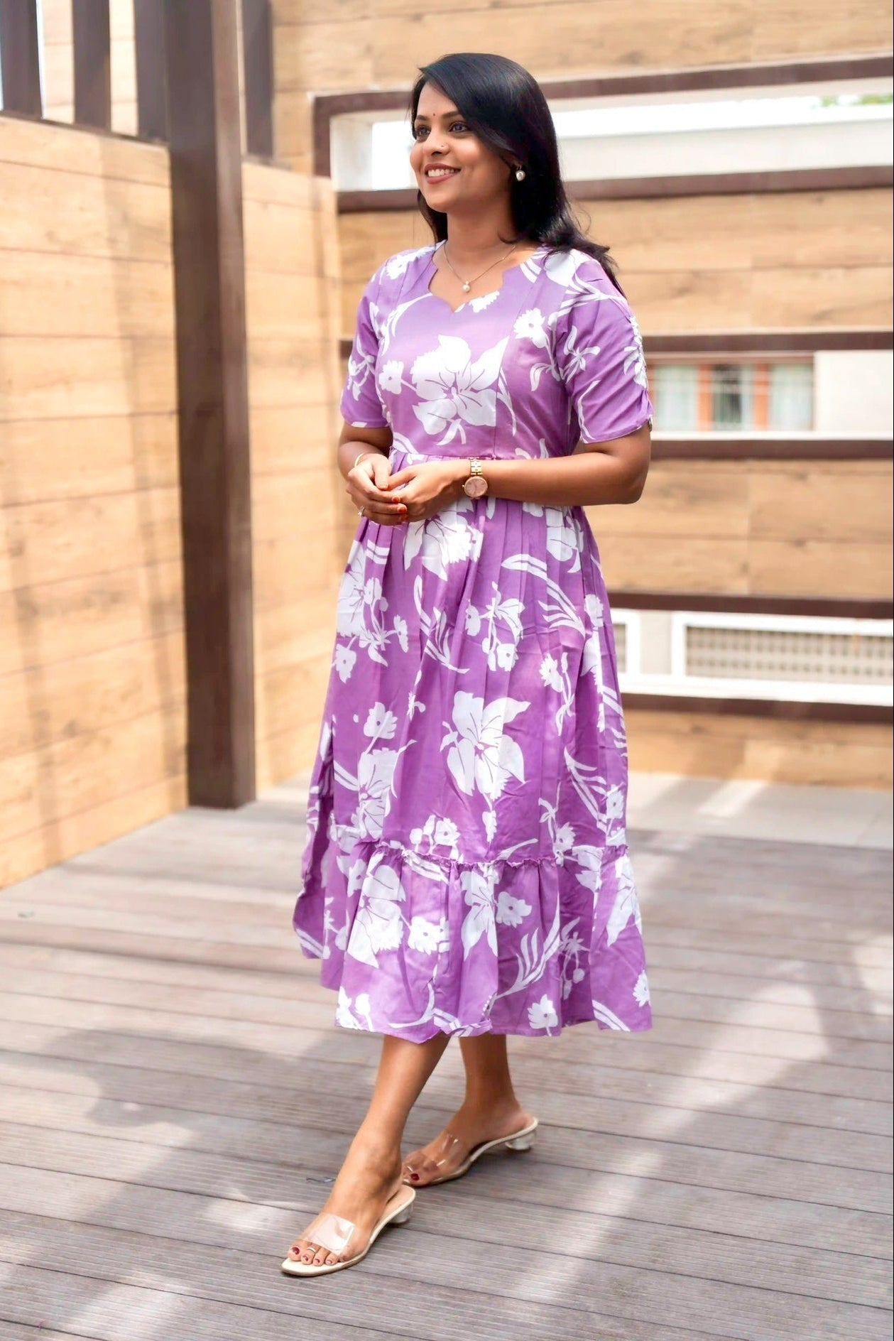 Lilac Day To Night Dress Without Lining ( No-Iron Everyday Dress)