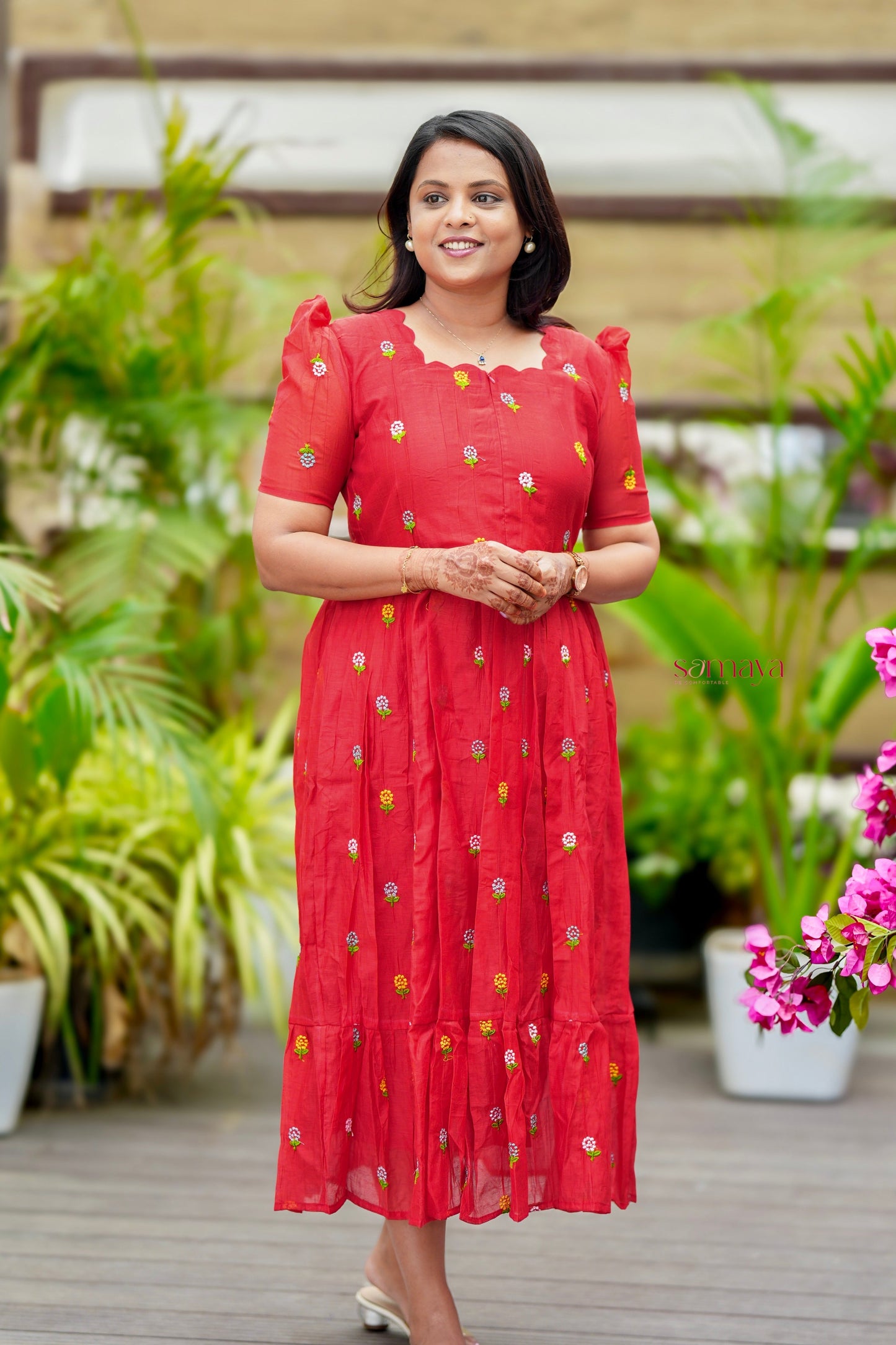 Anne chanderi Casual Dress With Lining