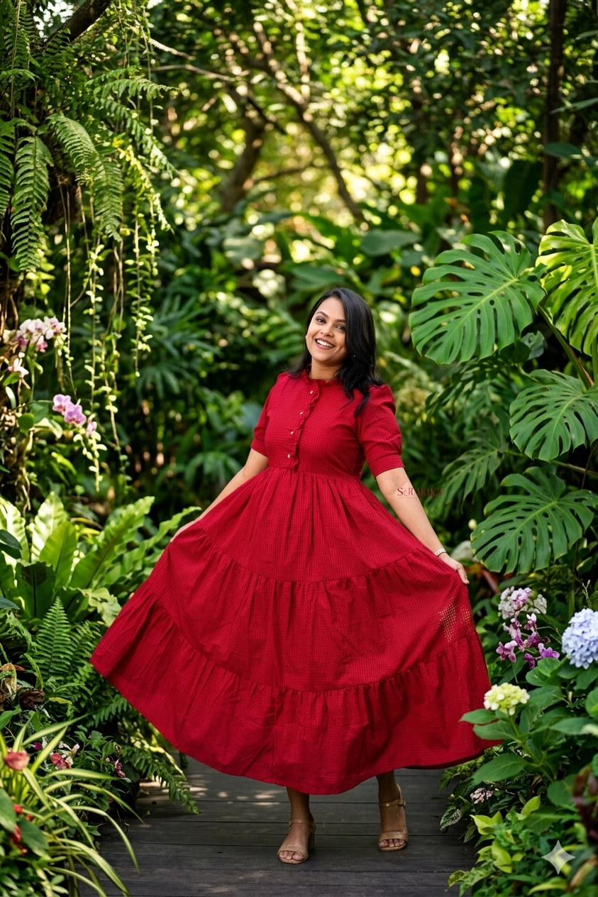 Deepika  maxi cotton  Dress With Lining(Ultimate Layered Flare Dress)august 25  th dispatch