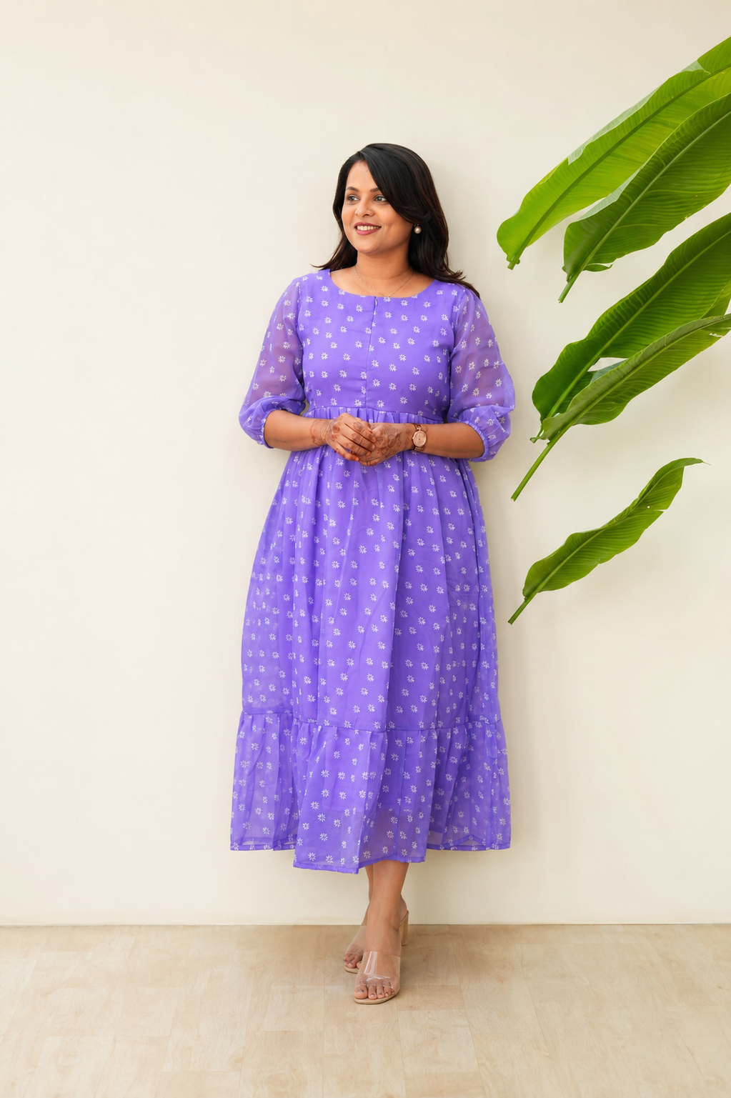 Daisy  georgette casual Dress With Lining ( No-Iron Everyday Dress)