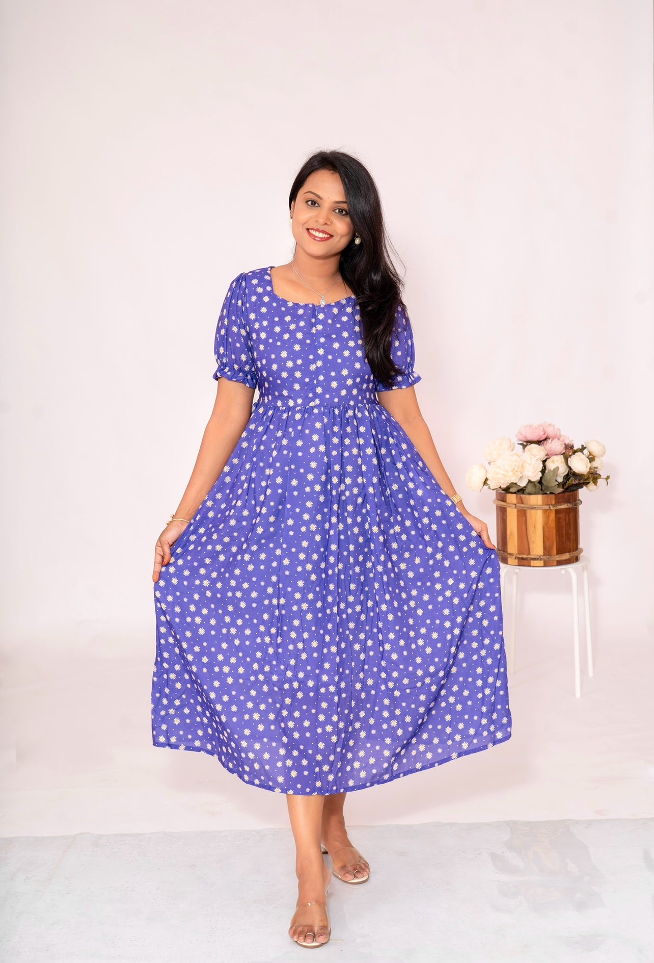 Blossom  Casual  Dress With Lining