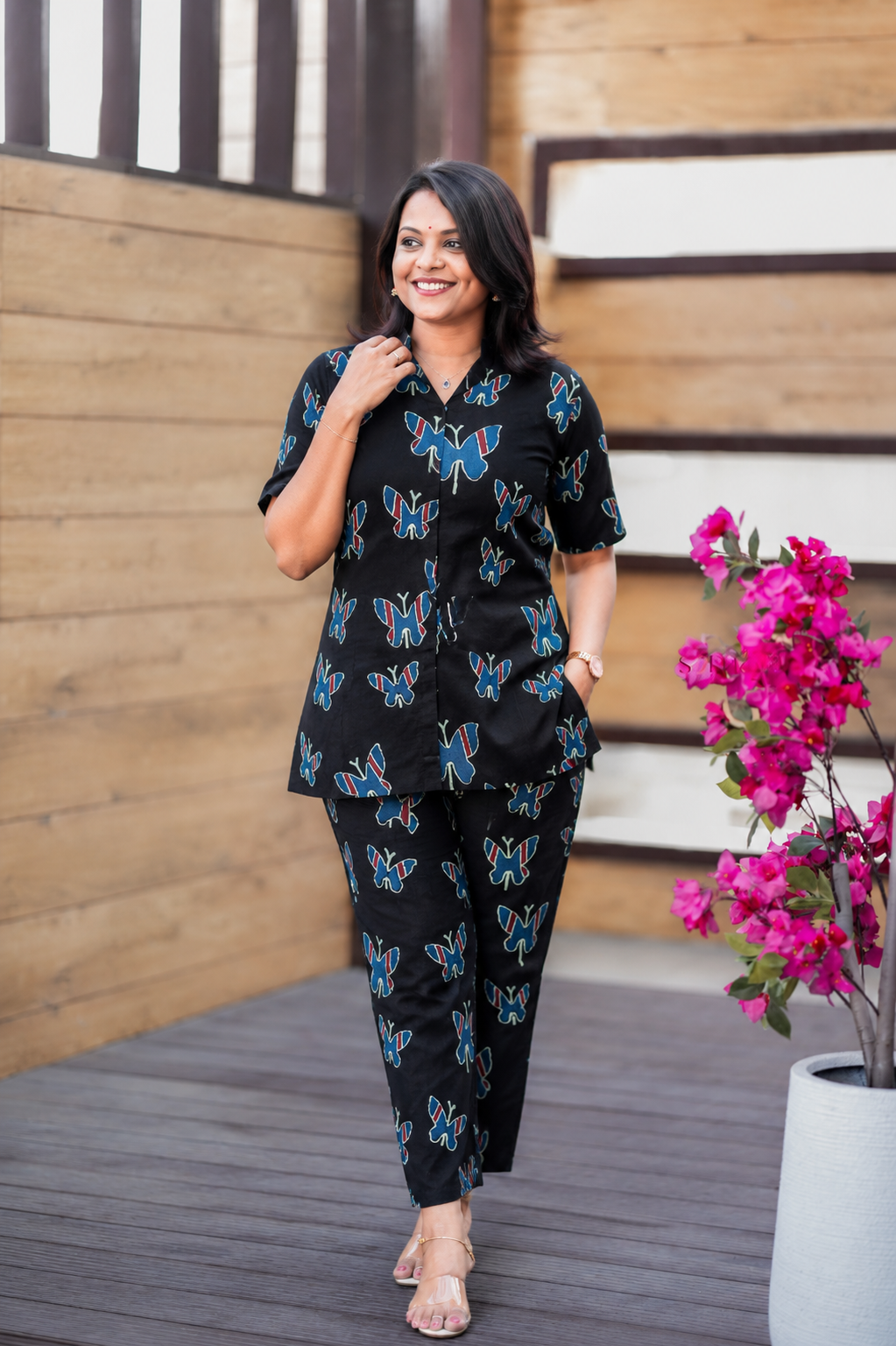 Theera-black  butterfly day to night  Co-ord Set