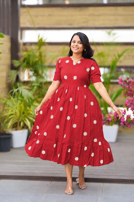 Daisy - red Casual Dress With Lining