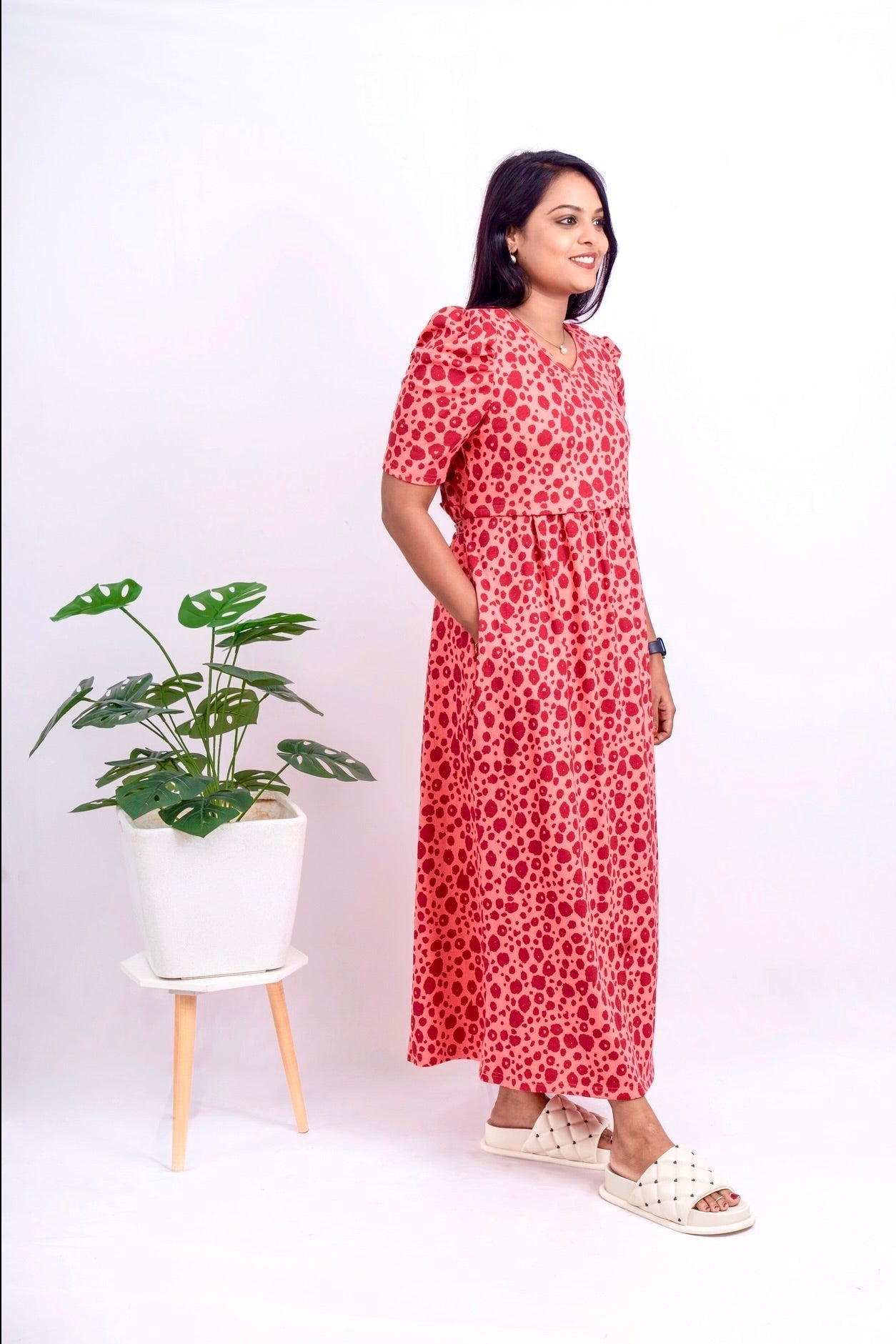Maxi Peach Ribbed  Dress