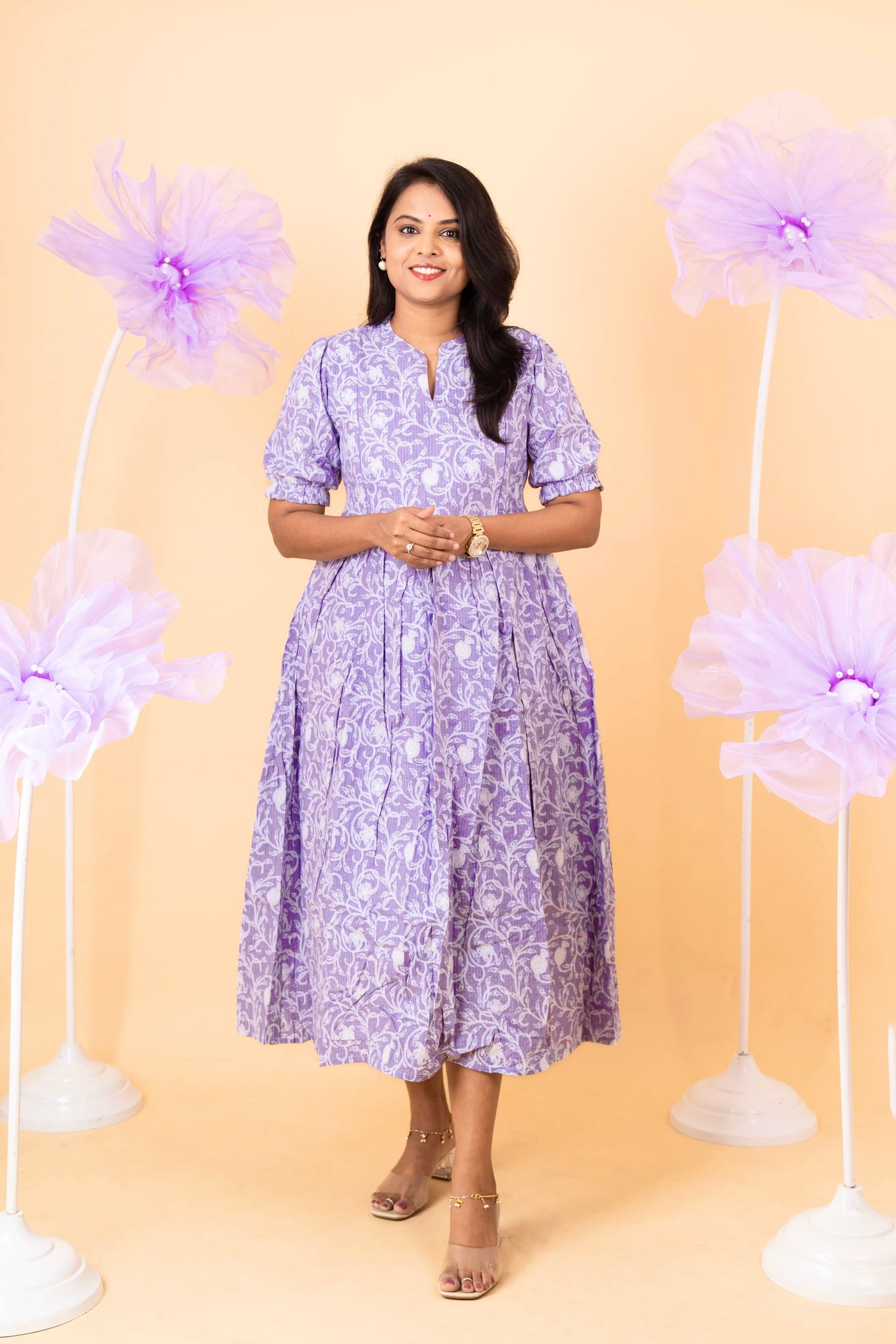 Megham casual  Dress With Lining Non-Maternity & Feeding-Friendly Dress