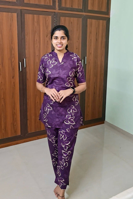 THEERA-Purple Night Co-ord Set