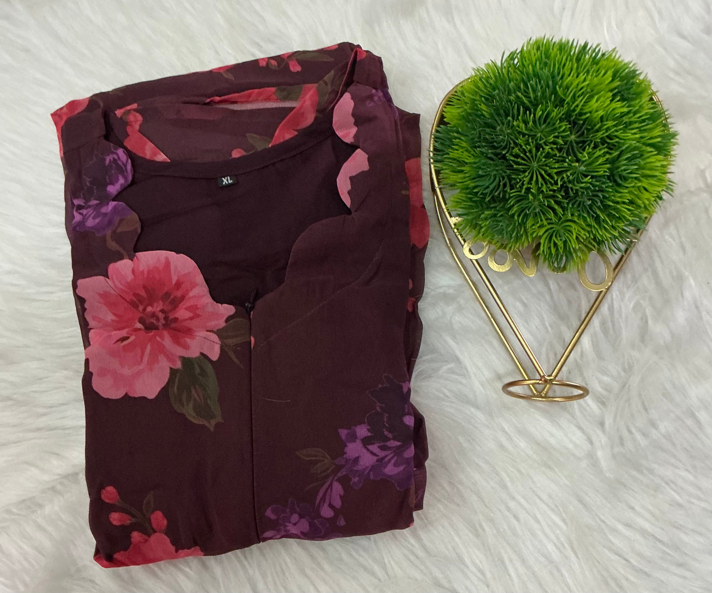 Maroon georgette casual Dress With Lining ( No-Iron Everyday Dress)