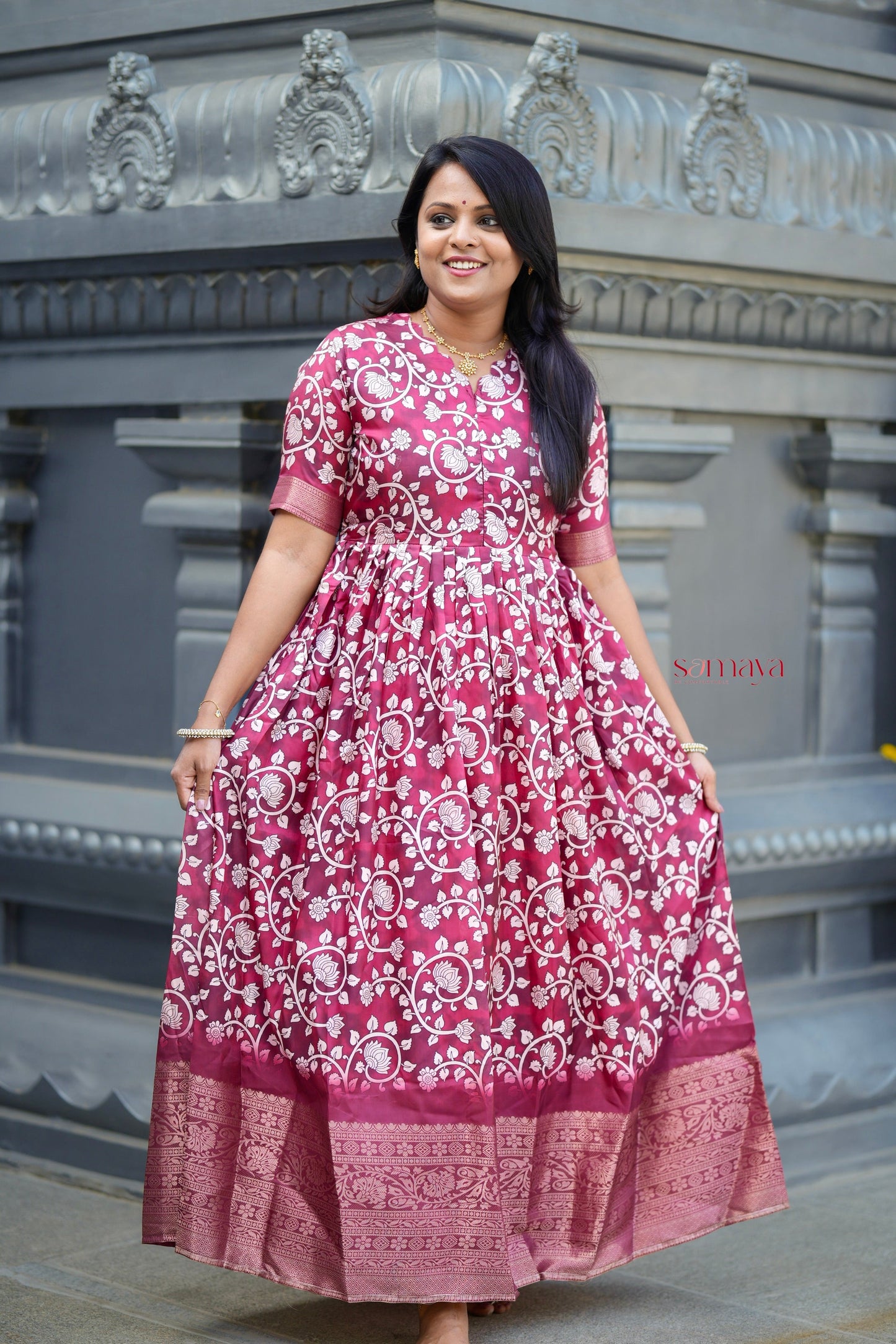 Yaazhini soft silk Dress with Lining ( ready to dispatch)