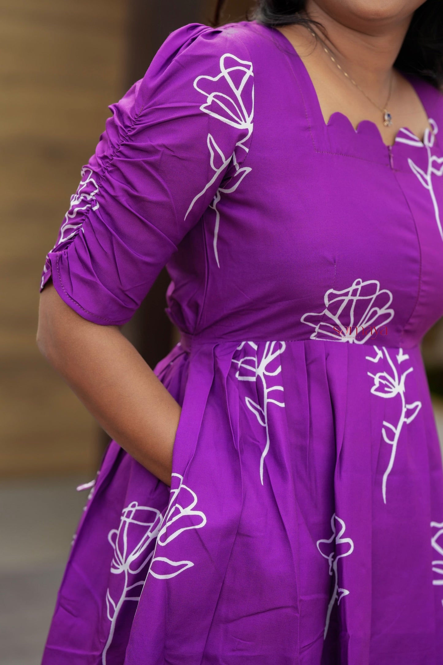 Tanvi  Dress With lining( Wrinkle-Free Cotton Blend Dress)