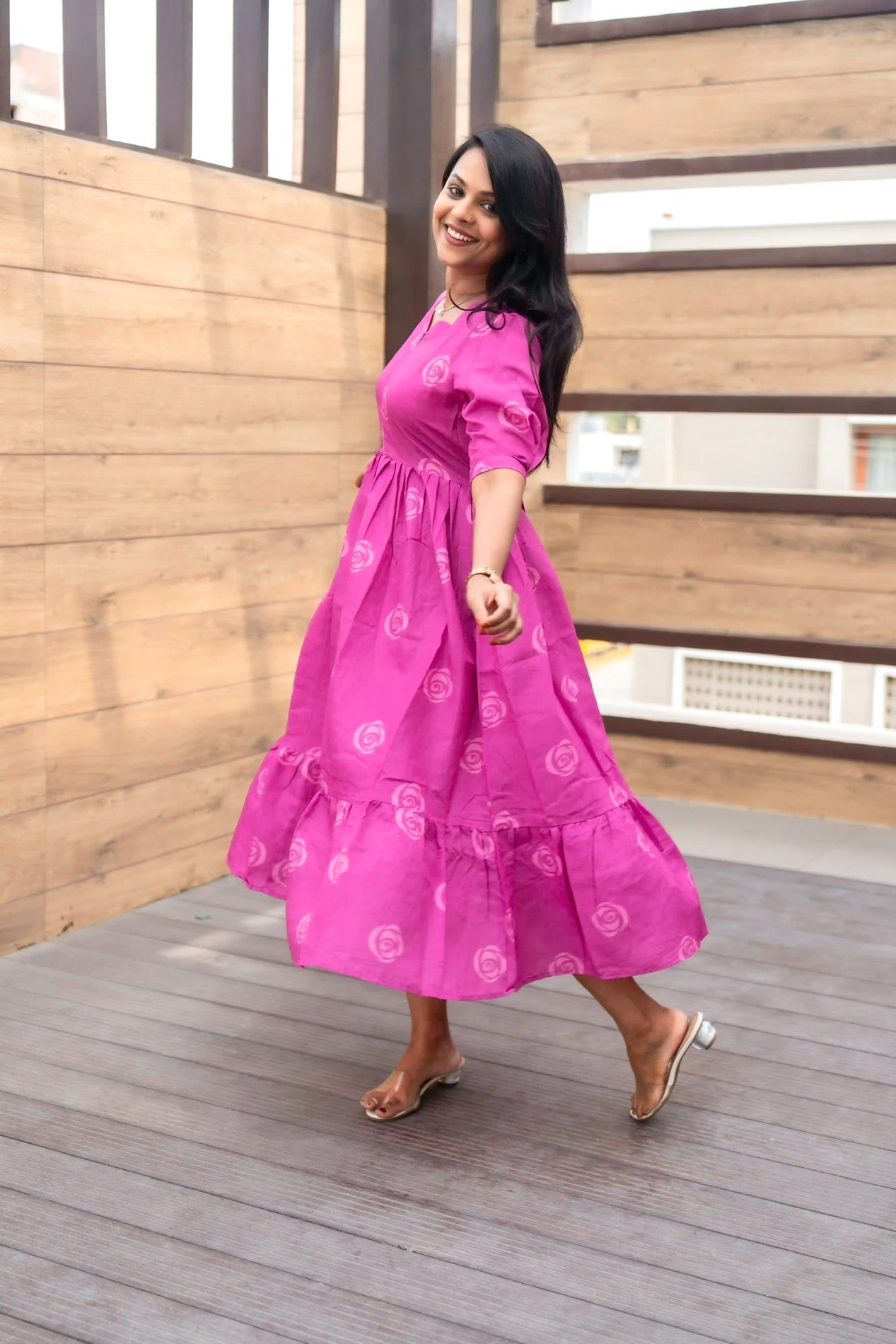 Rose day to Night Dress Without Lining
