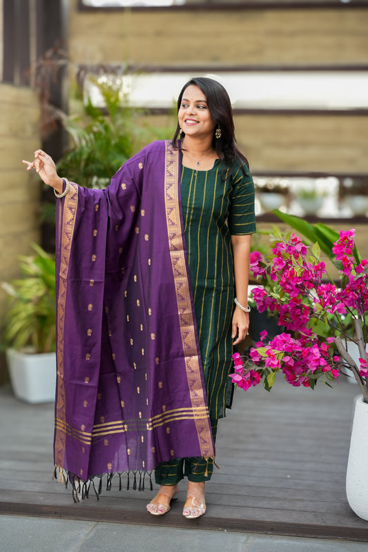 Meenakshi raw silk suit set with dupptta( set of 3) ready to dispatch