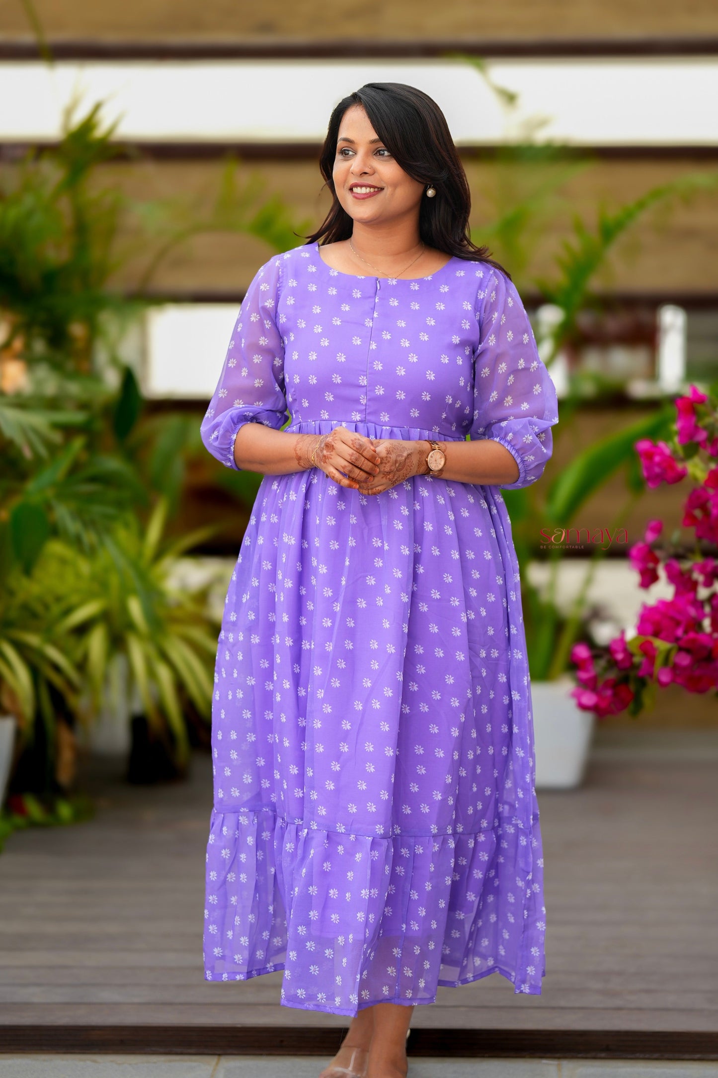 Daisy  georgette casual Dress With Lining ( No-Iron Everyday Dress)