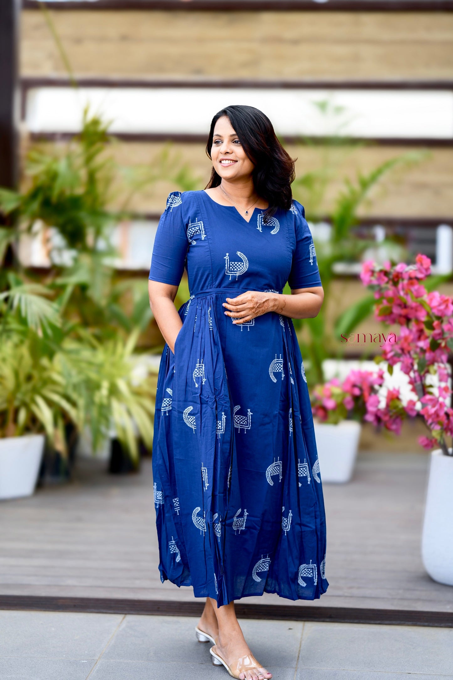 Peacock  Casual Dress With Lining