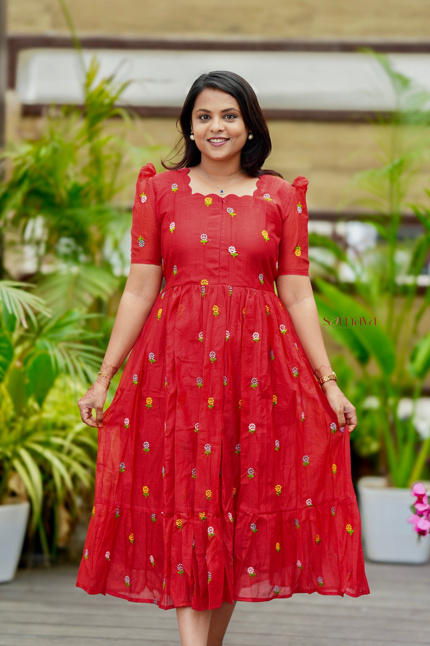 Anne chanderi Casual Dress With Lining