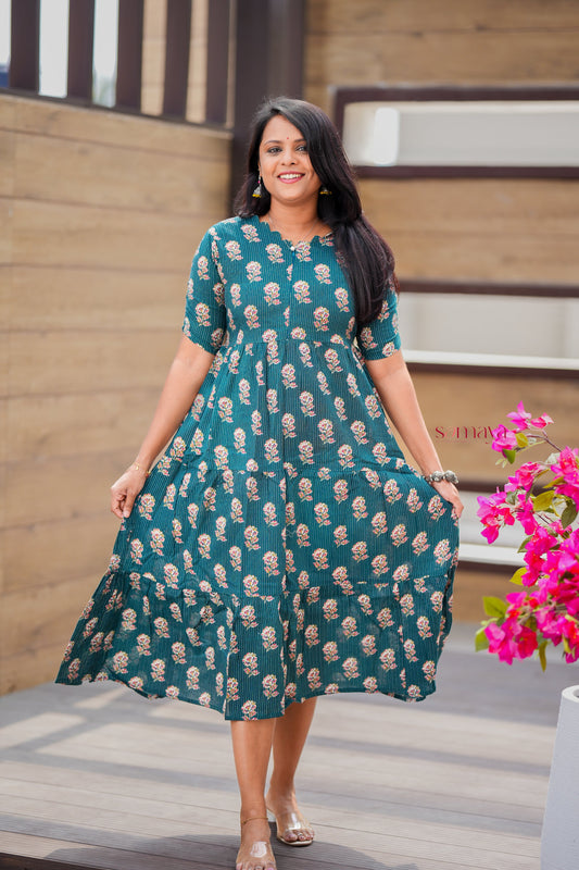 Dark Green day to night dress without lining