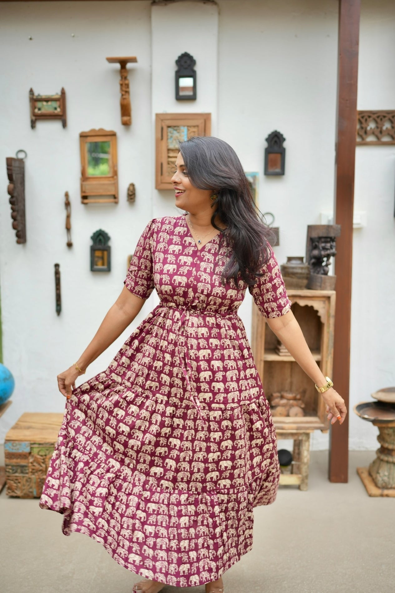 Elephant Casual Dress With Lining
