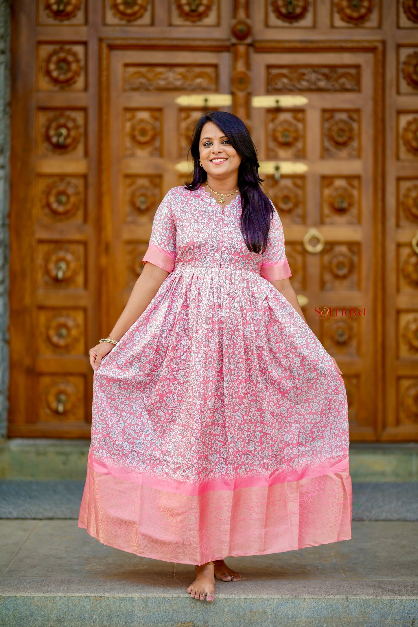 Vennila soft silk Dress with Lining ( ready to dispatch)