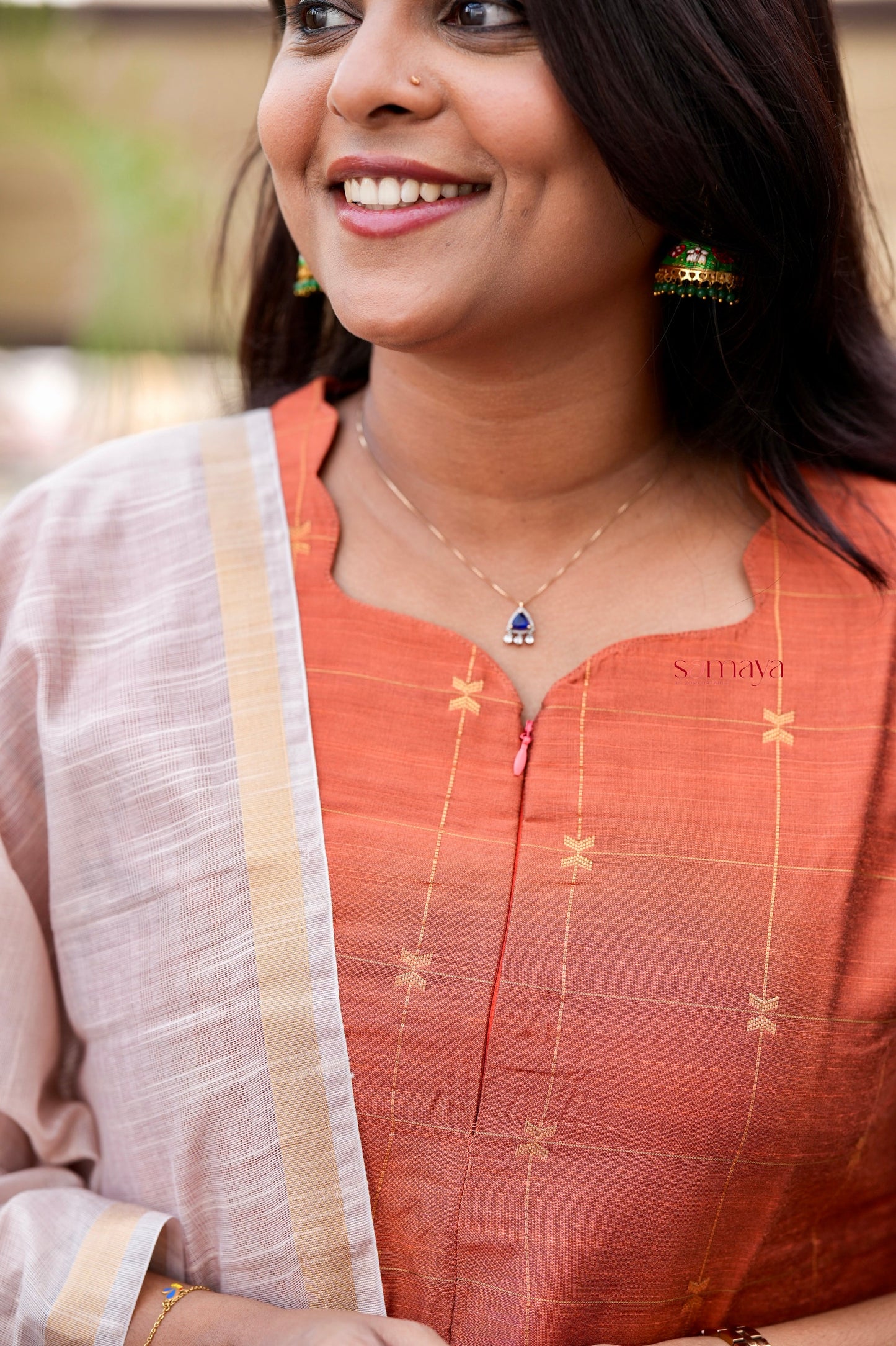 Amritha   raw silk kurta with dupptta ( ready to dispatch) set of 2