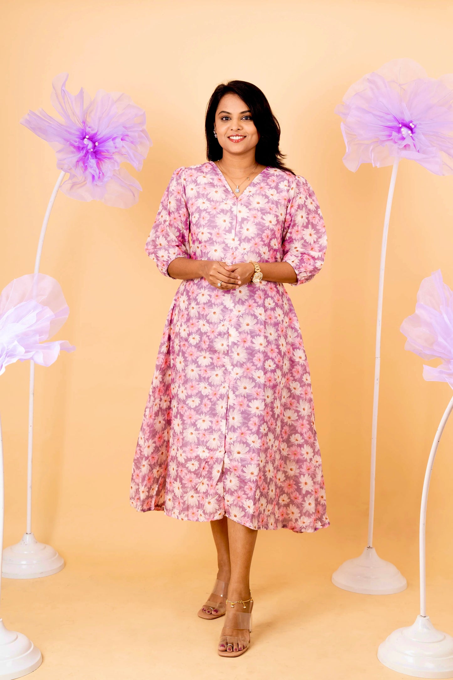Megha casual  Dress With Lining ( No-Iron Everyday Dress)