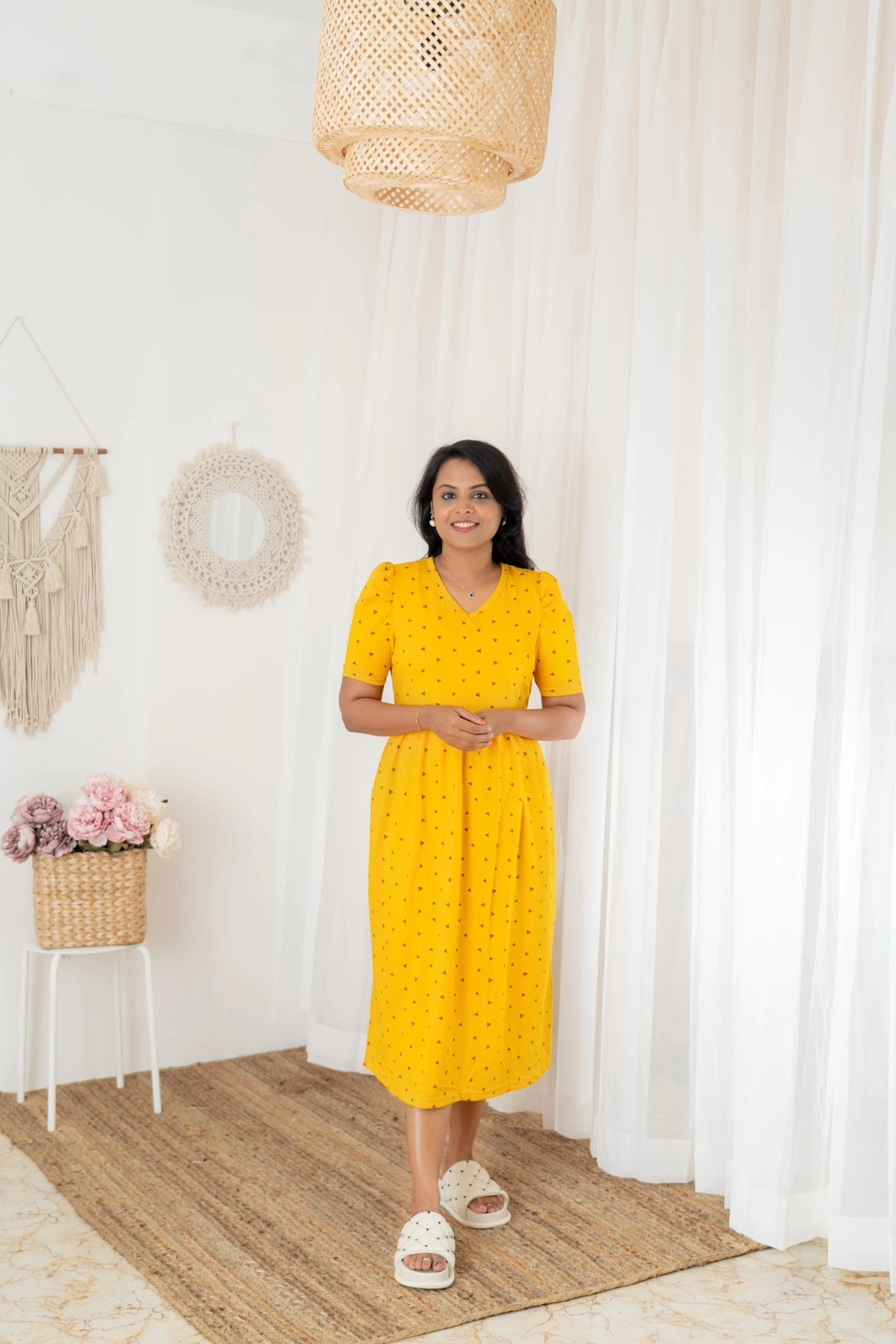 Midi Gold Thick Weight Dress