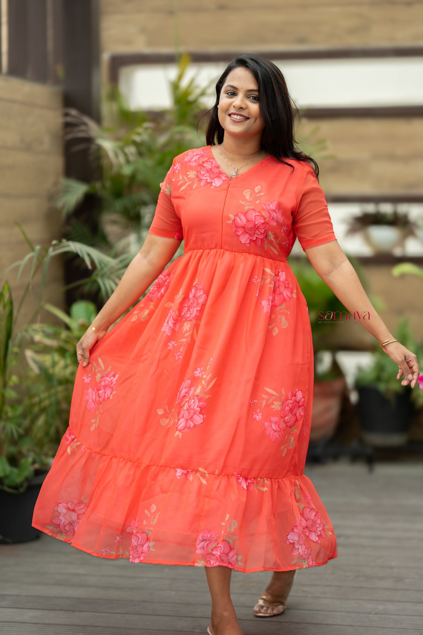 Pearl georgette casual  Dress With Lining ( No-Iron Everyday Dress)