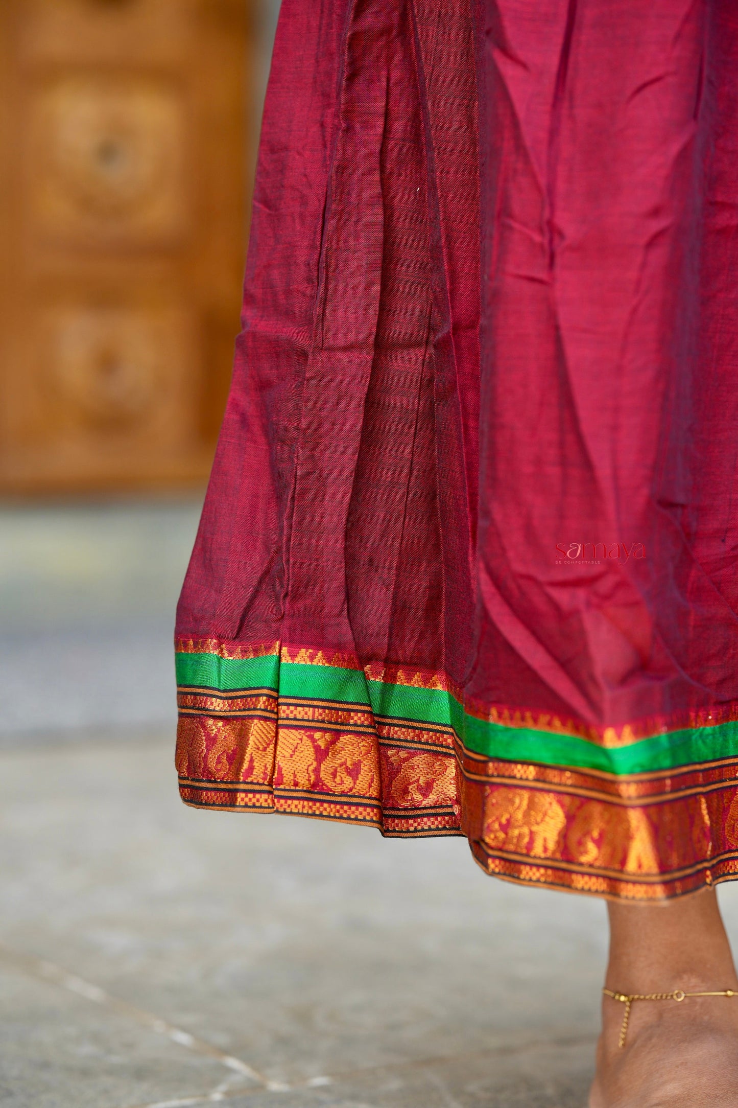Maroon Narayanapet maxi Dress With Lining ( ready to dispatch)