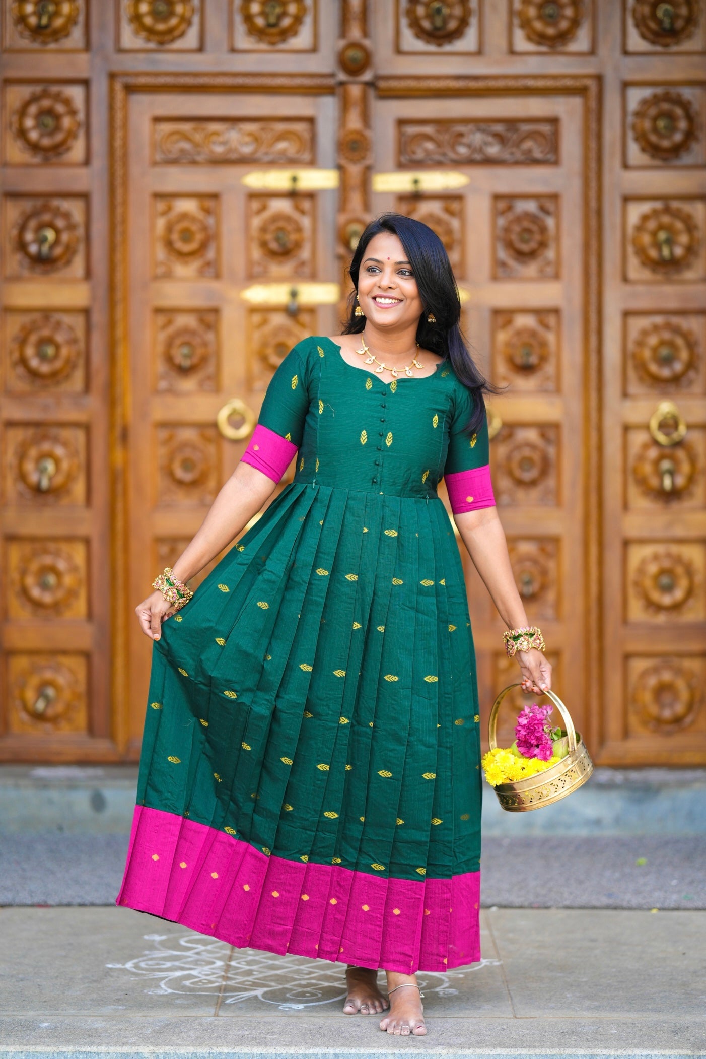 Madurai Meenakshi  maxi Dress With Lining( ready to dispatch)