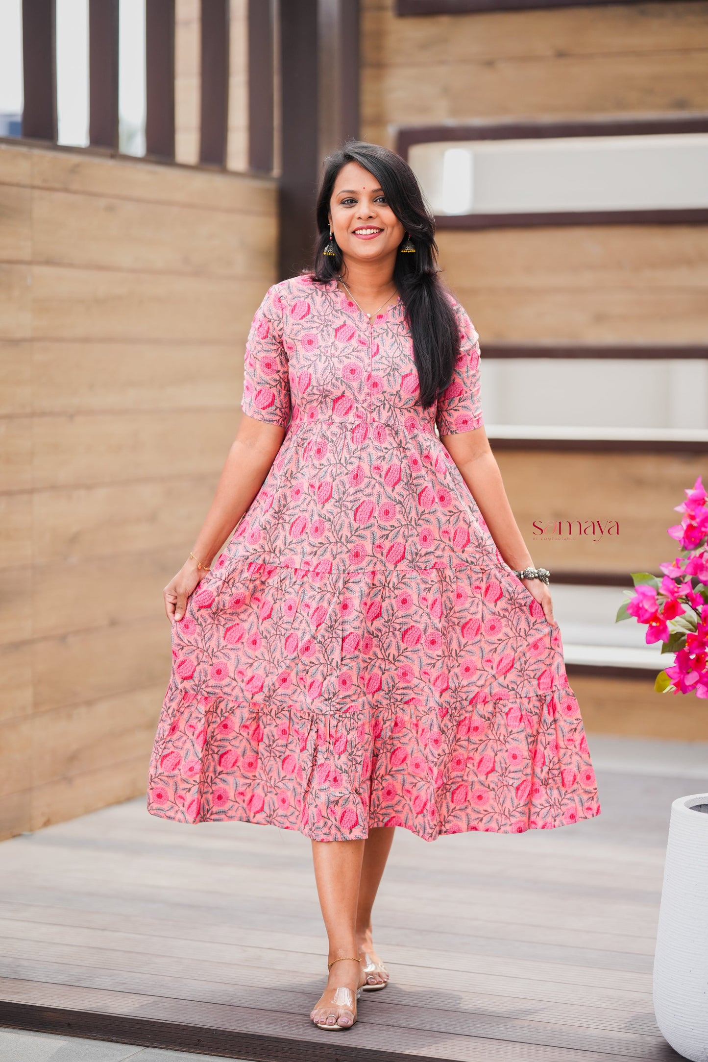 Peach day to night dress without lining