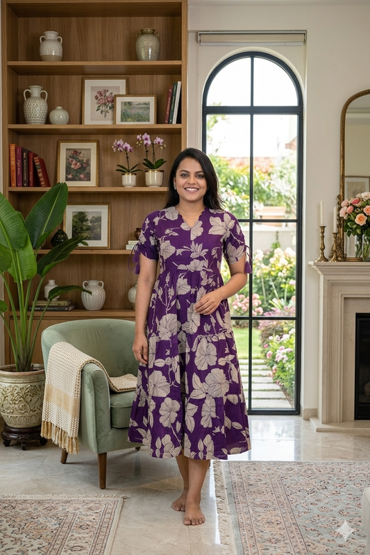 Grape  casual Dress With Lining