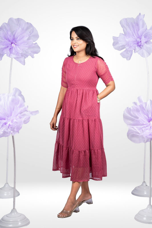 Dusty rose georgette casual  Dress with lining