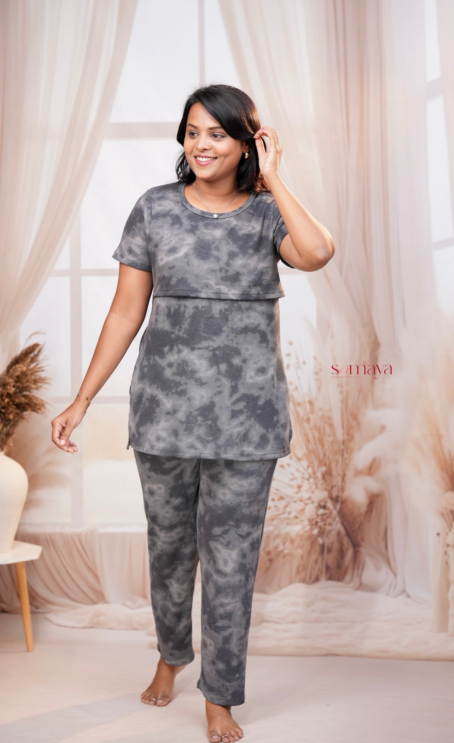 Super soft Tie & dye  Waffle Feeding Pant Set ( thick weight )