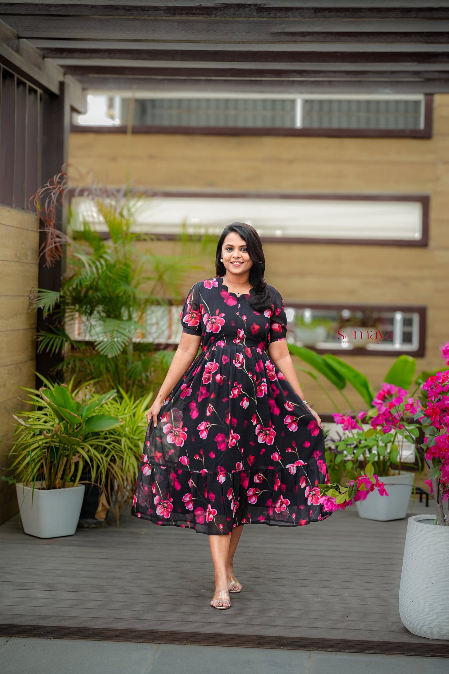Sayara georgette casual  Dress With Lining ( No-Iron Everyday Dress)