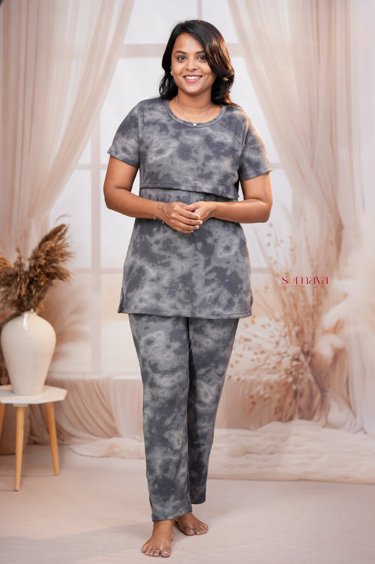 Super soft Tie & dye  Waffle Feeding Pant Set ( thick weight )