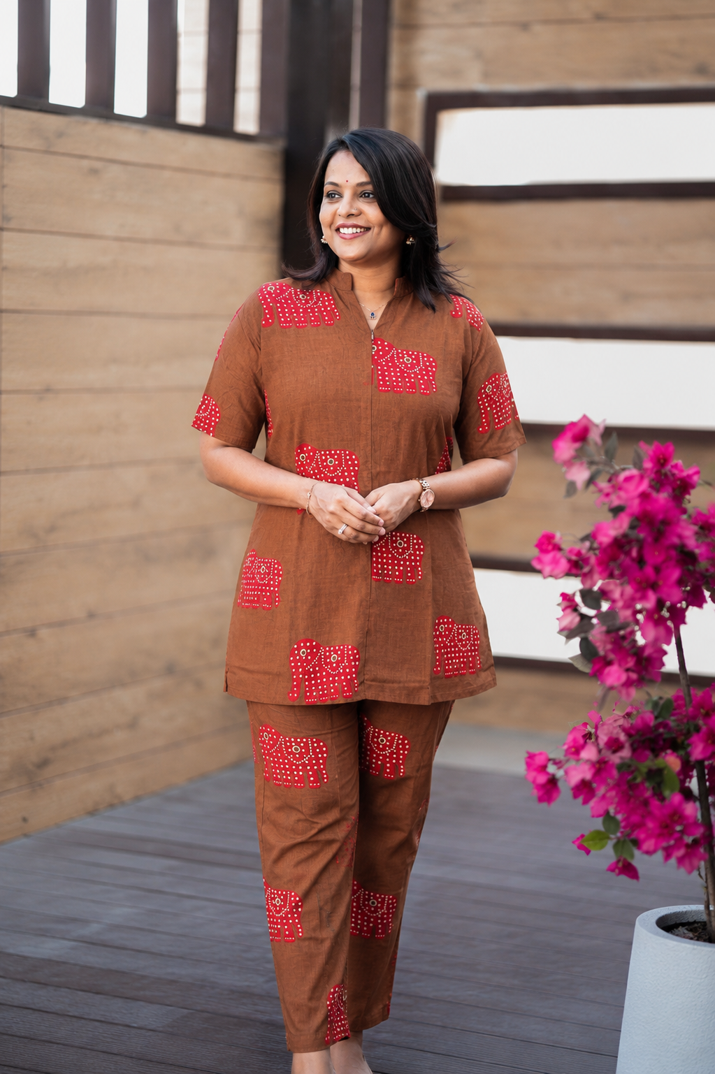Theera-Rust elephant day to night  Co-ord Set