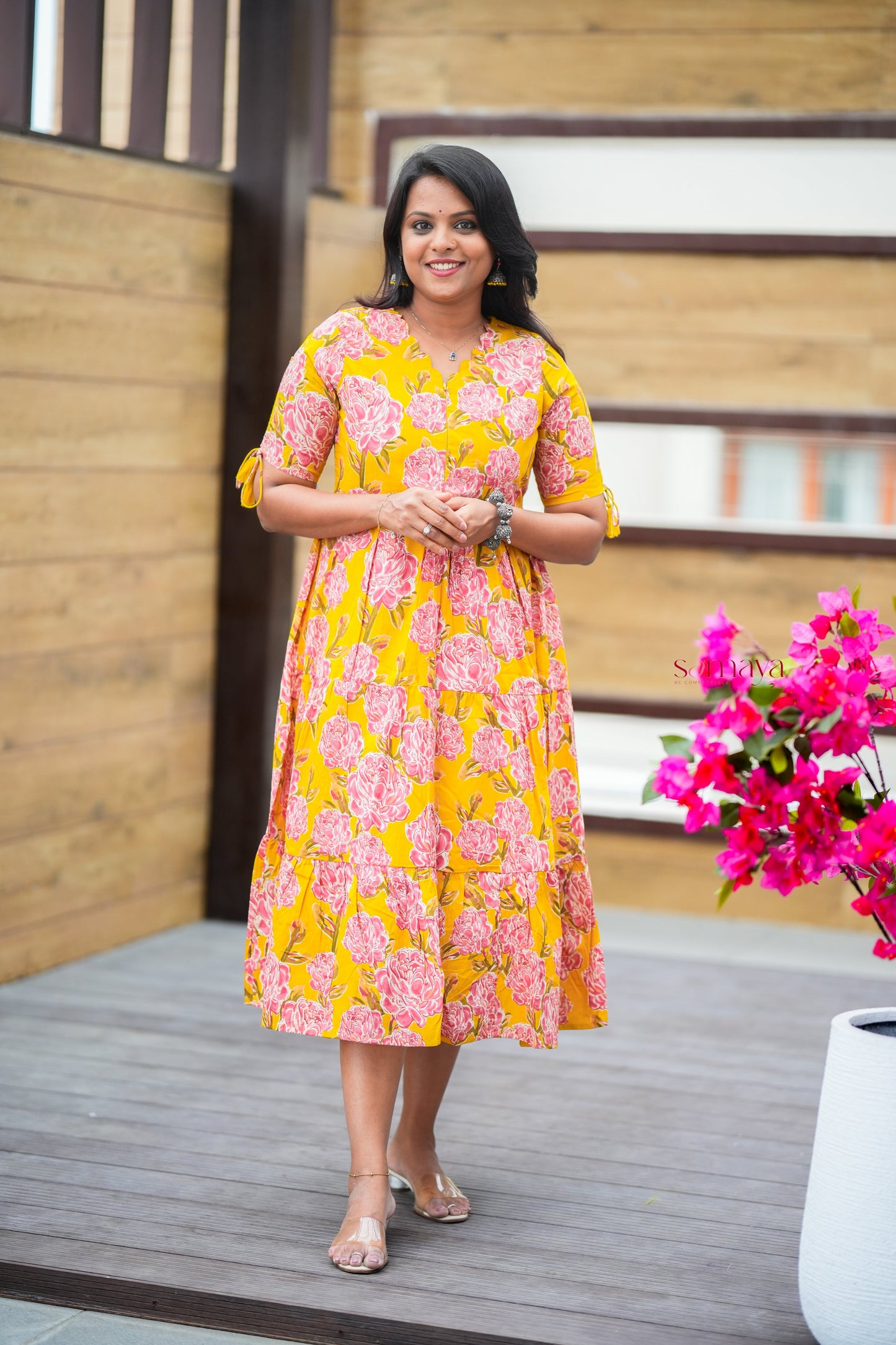 Manjal casual Dress With Lining