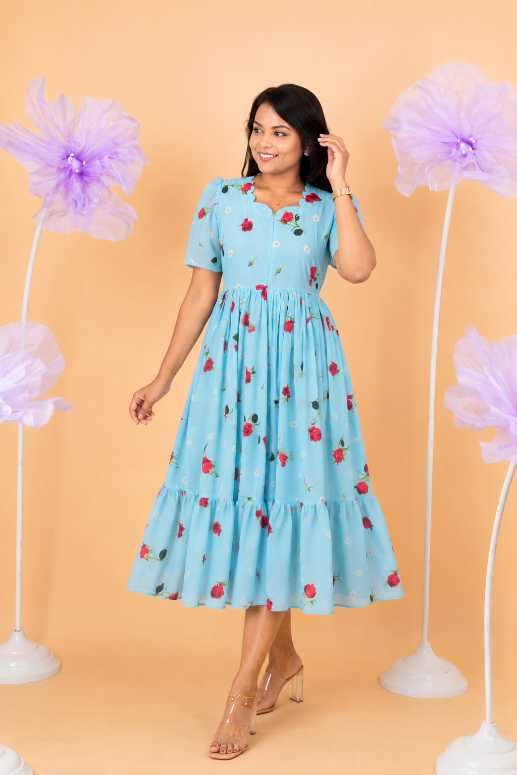 Vinisha georgette casual  Dress With Lining ( No-Iron Everyday Dress)