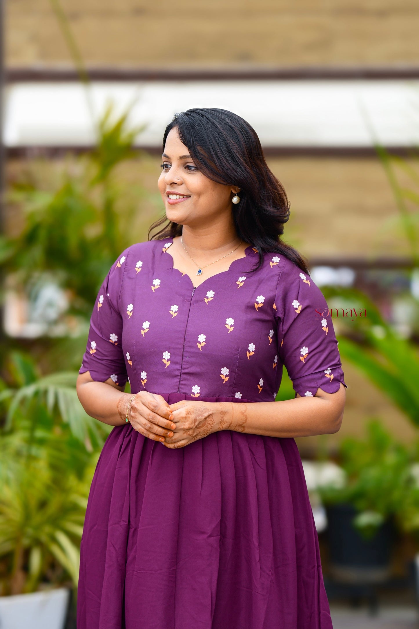 Princess -purple  Dress With lining( Wrinkle-Free Cotton Blend Dress)
