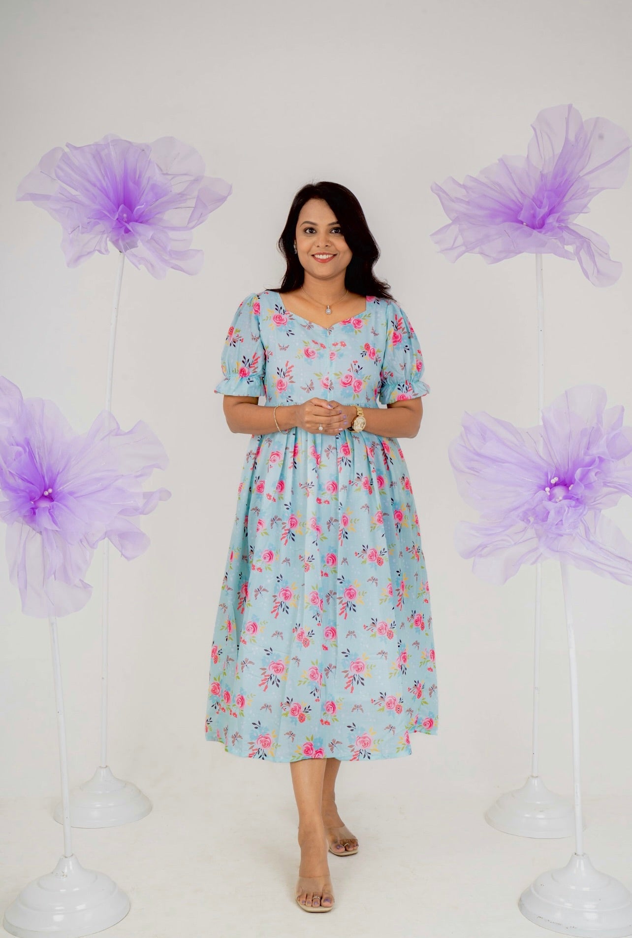 Mint marvel casual  Dress With Lining "Non-Maternity & maternity Feeding-Friendly Dress"