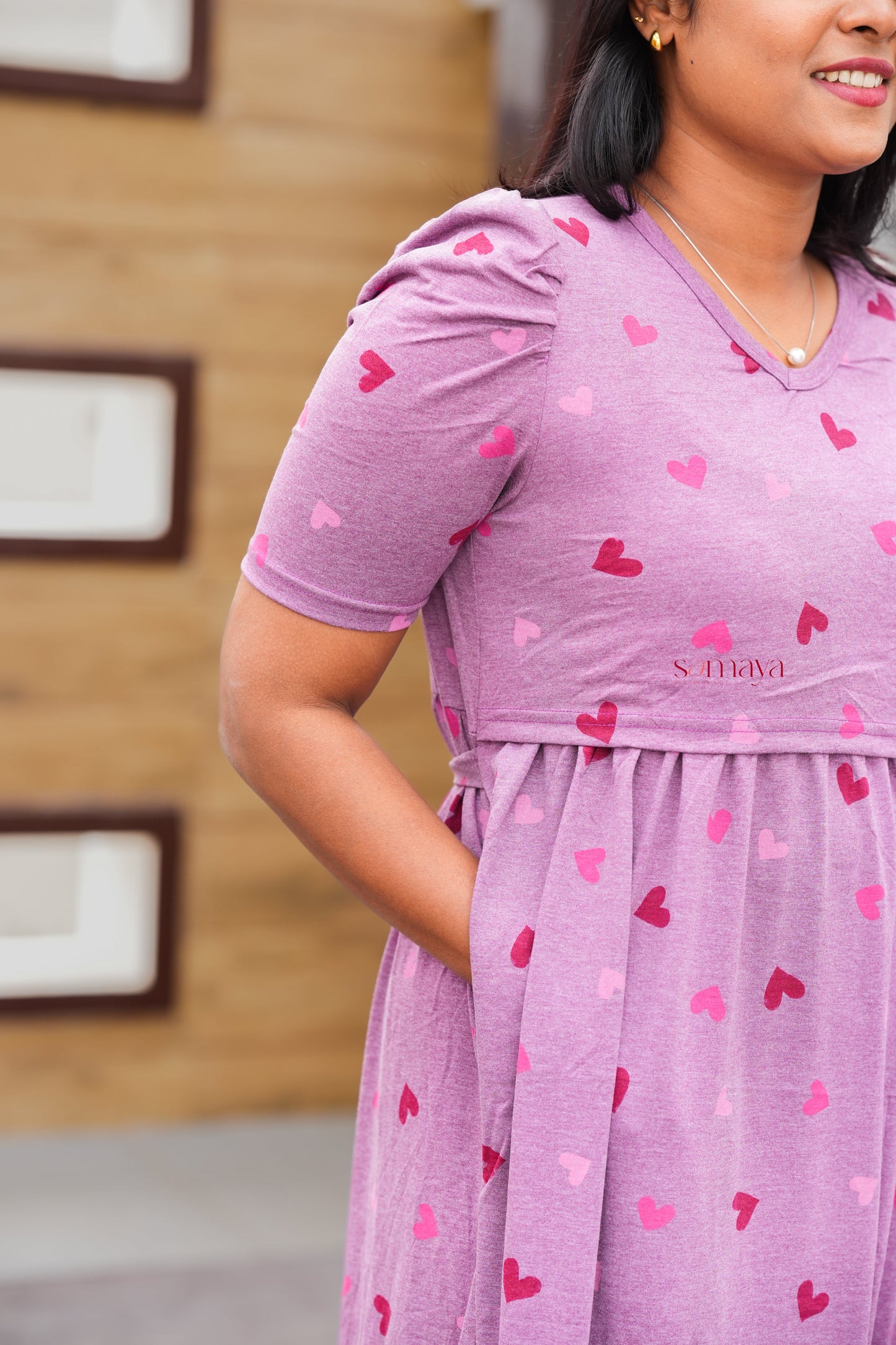 Midi Mauve Heart Light Weight Dress