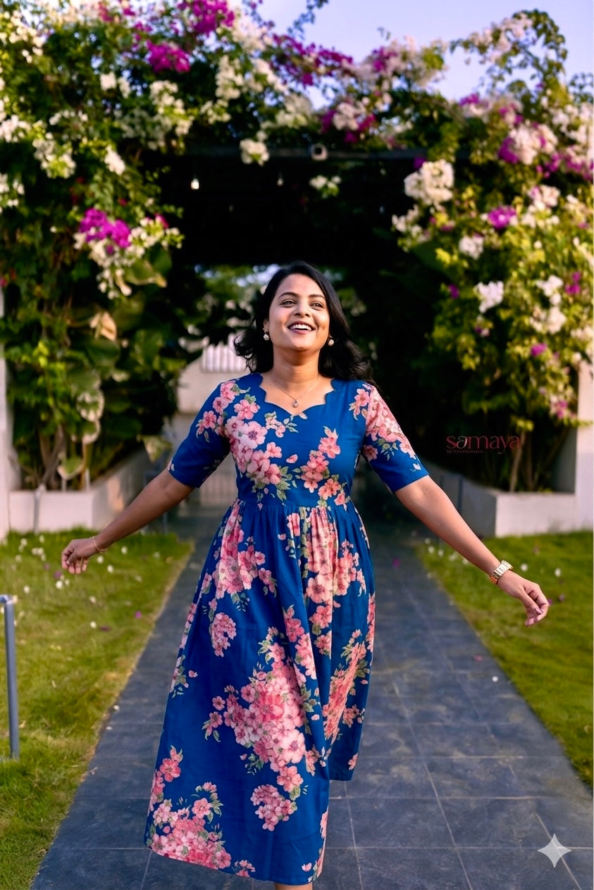 Bougainvillea - blue Casual Dress With Lining