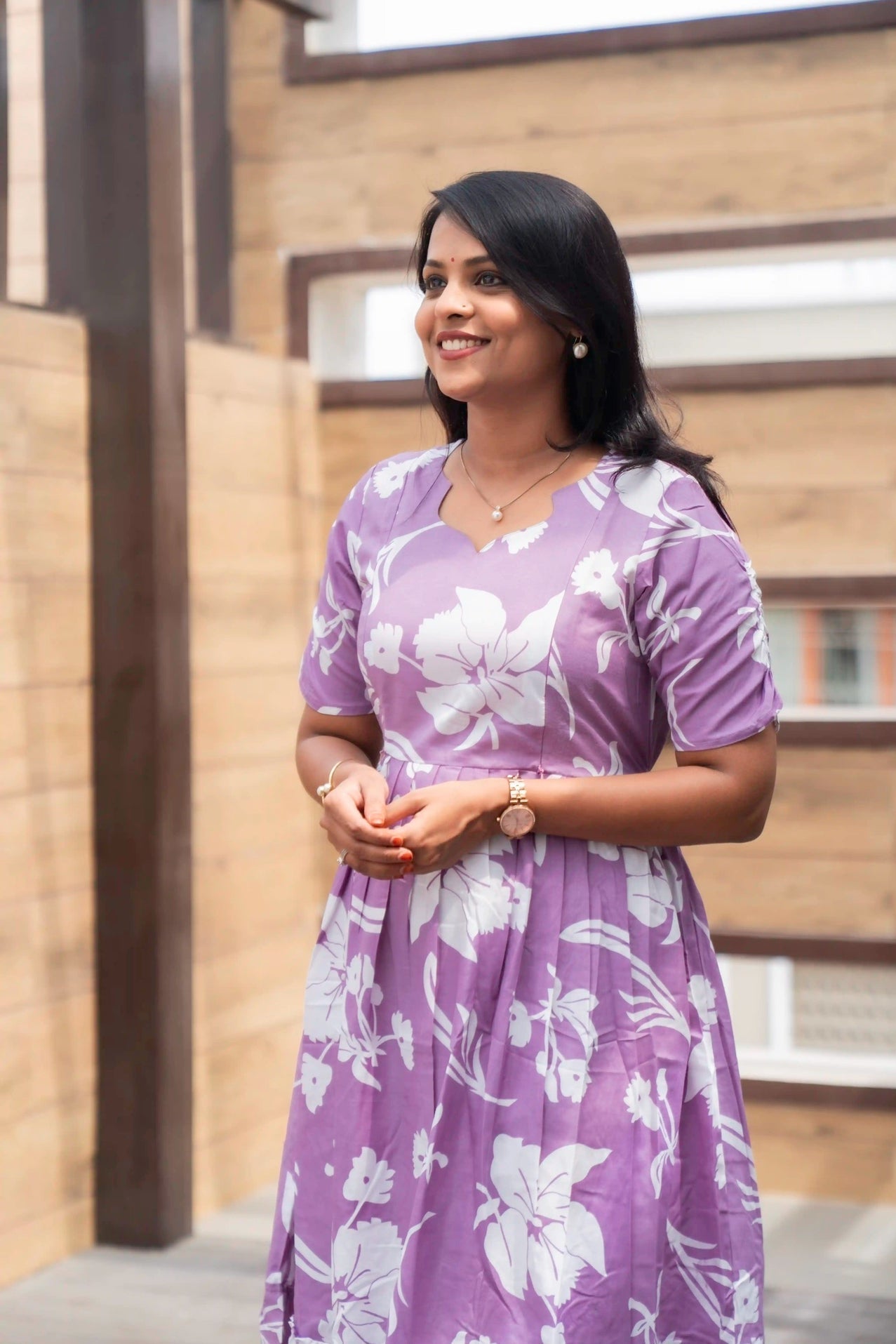 Lilac Day To Night Dress Without Lining ( No-Iron Everyday Dress)